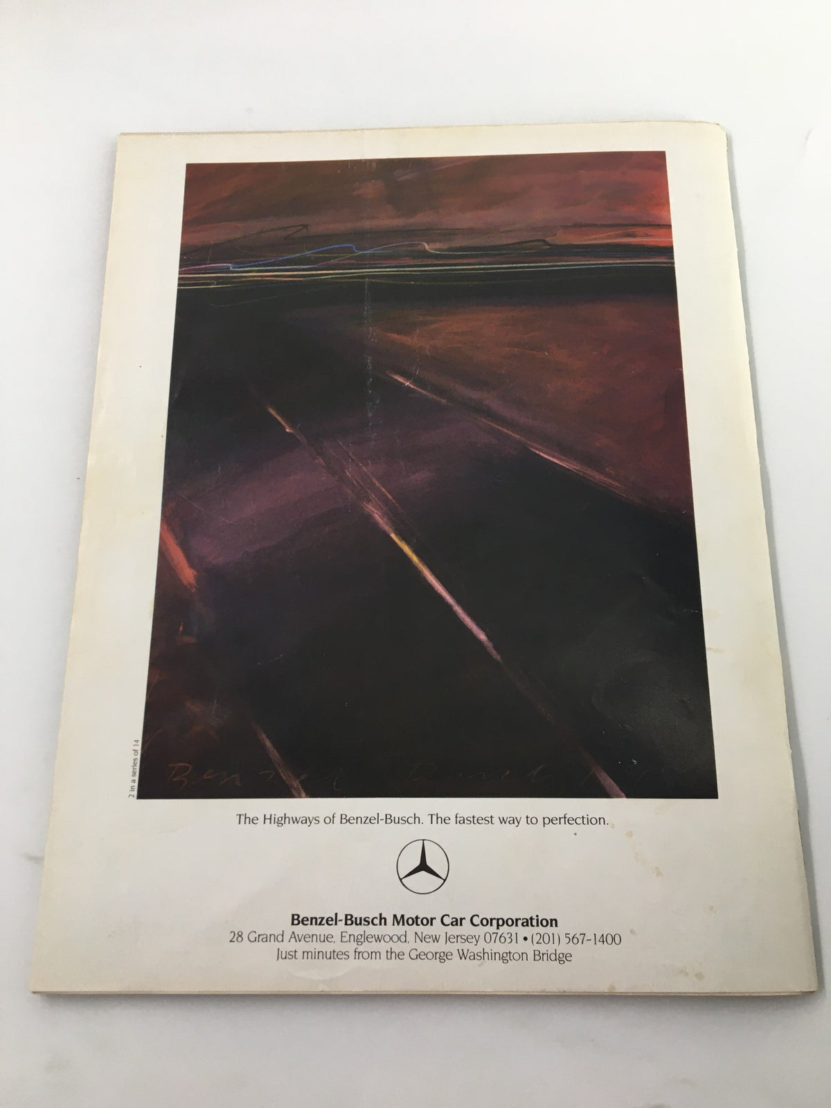 Back cover of VTG Yankees Magazine, featuring an advertisement for Benzel-Busch Motor Car Corporation.
