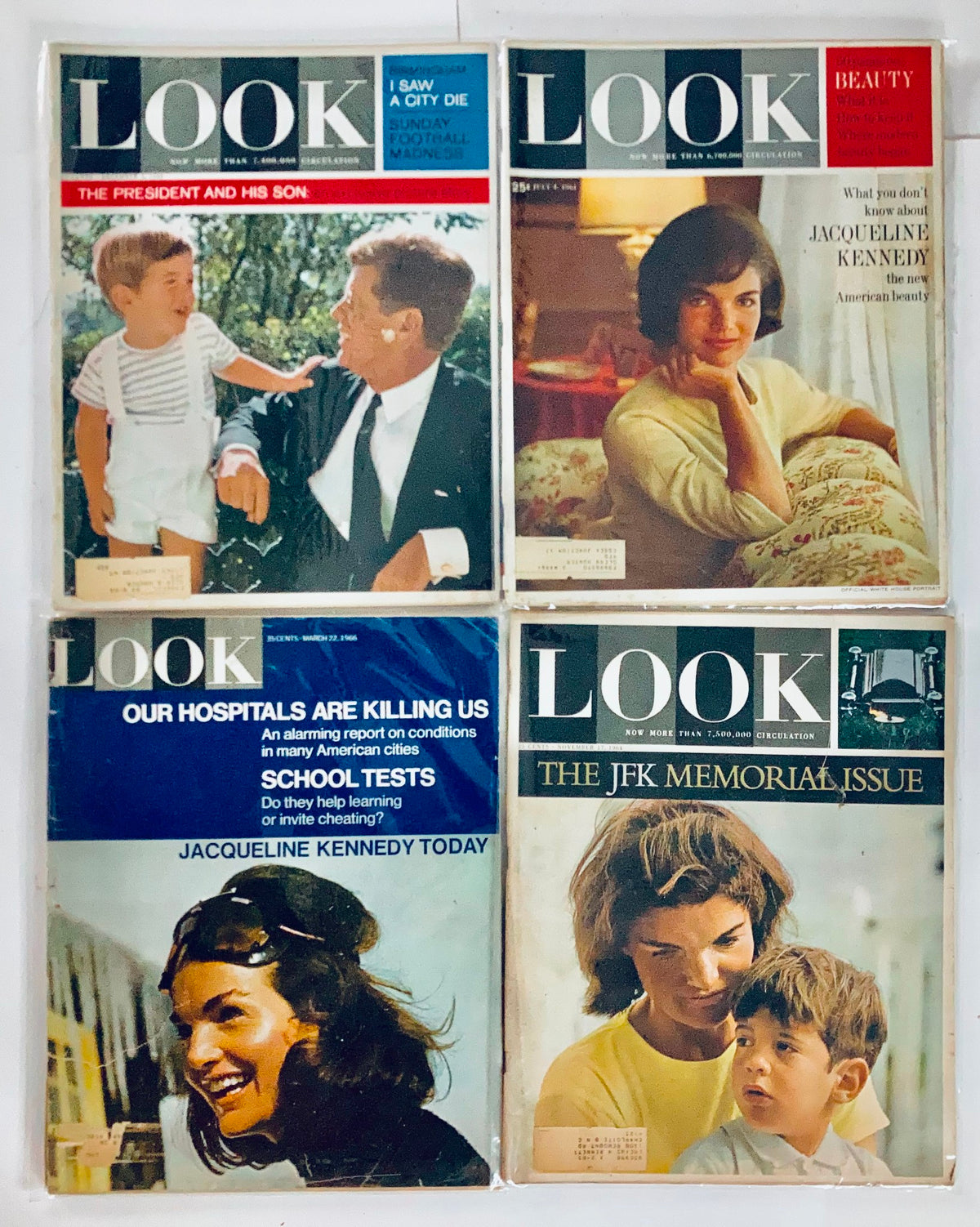 Lot of 17 1960s Look Magazines, including covers that highlight John F. Kennedy, Jacqueline Kennedy, and their family's influence during pivotal cultural moments.