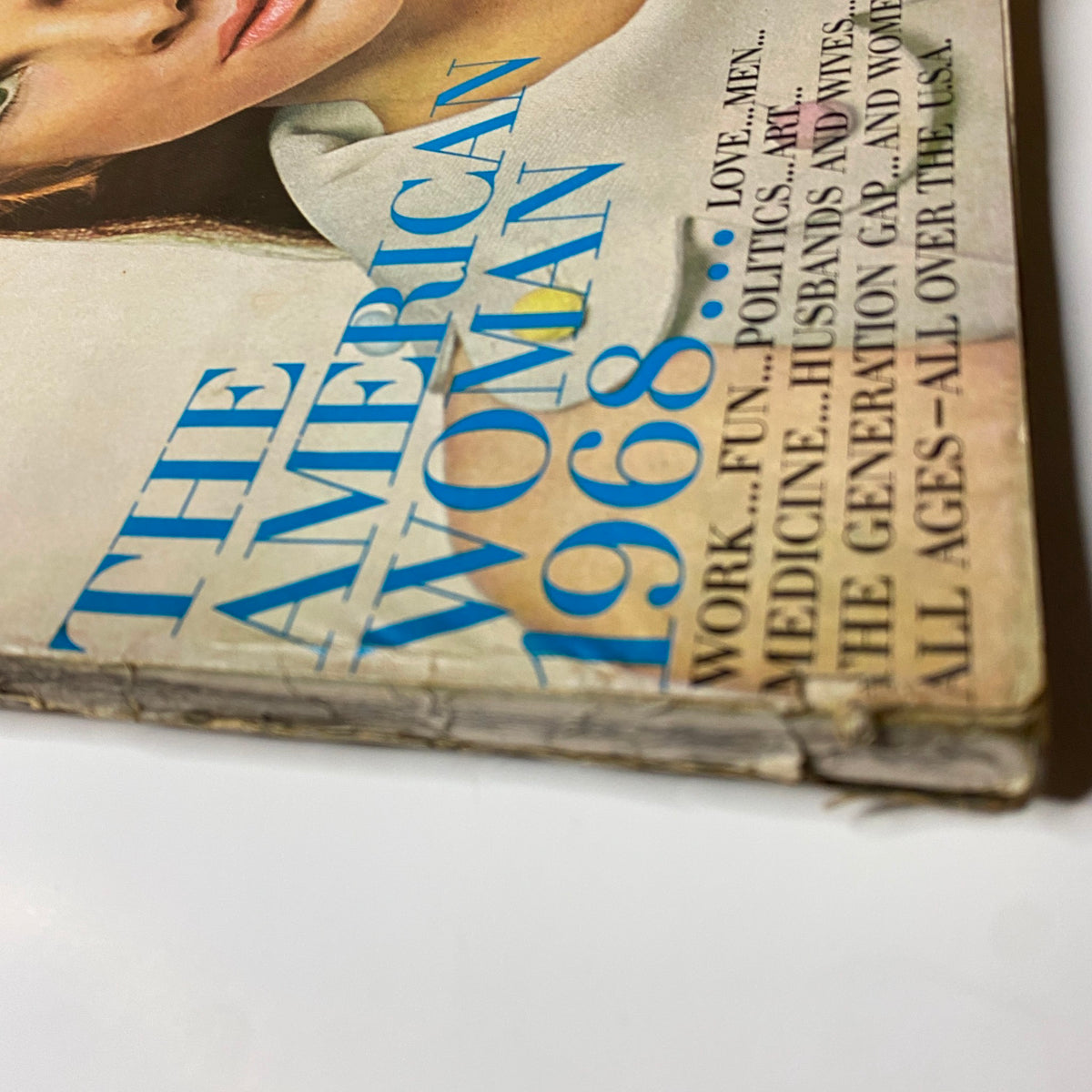 Vogue Magazine May 1968 cover highlighting 'The American Woman 1968' text, depicting mid-century fashion sentiment.