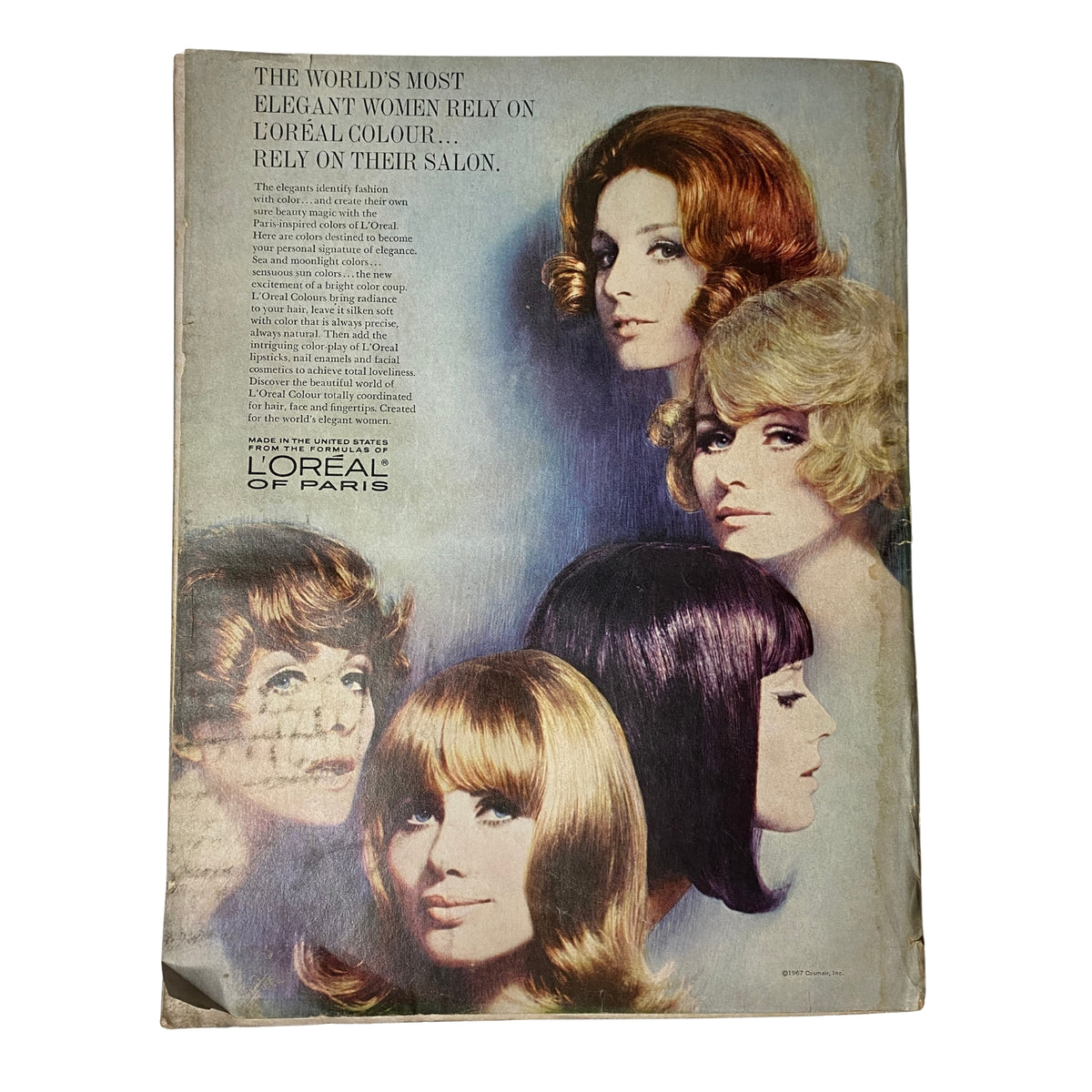 Cover of Vogue Magazine May 1968 featuring Katharine Ross, photographed by Bert Stern, showcasing vintage hairstyles with five elegant women by L'Oreal of Paris. This vintage issue reflects 1960s fashion and beauty trends.