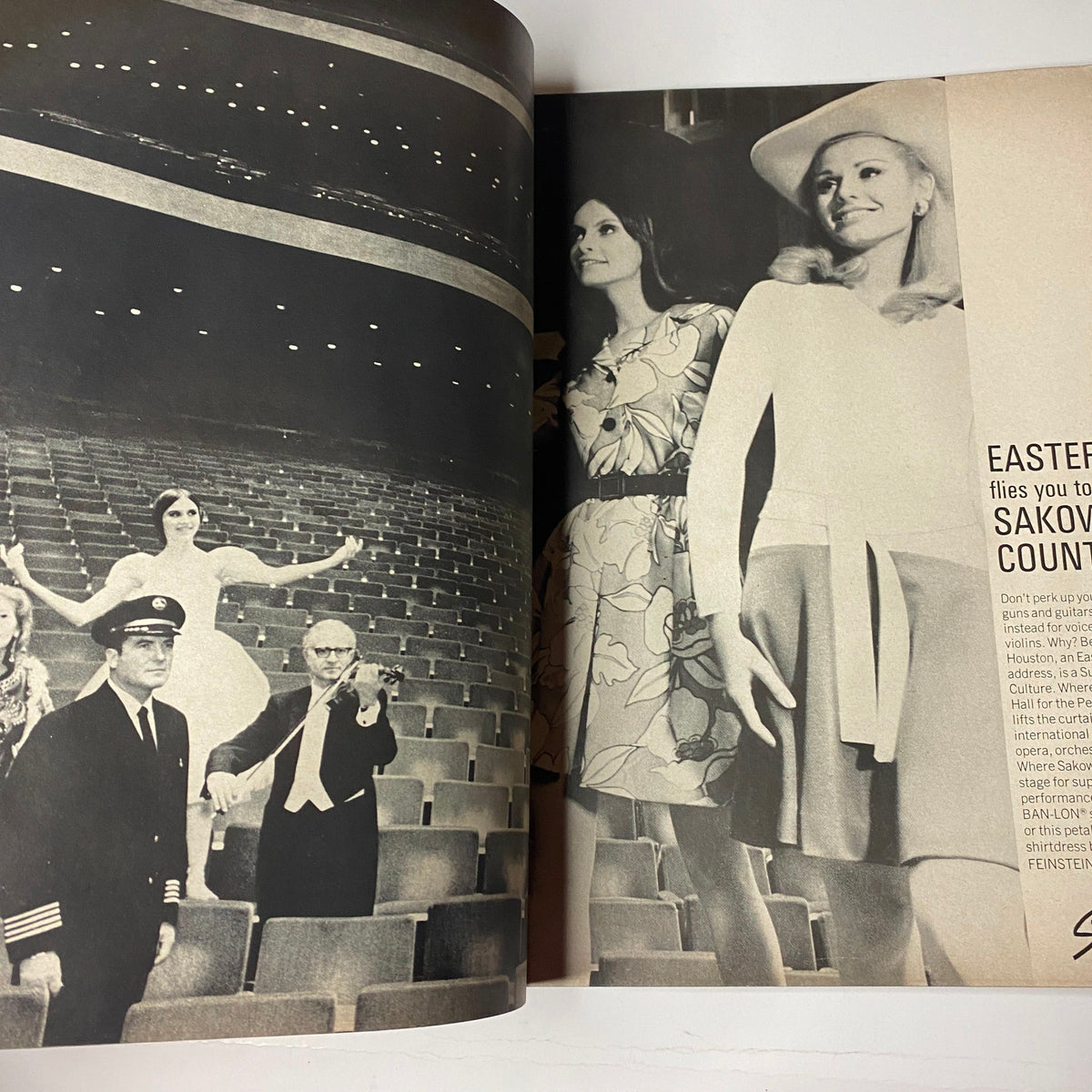 Vogue Magazine April 1, 1968 showcasing a fashion spread with models in a stylish setting, highlighting 1960s fashion trends.