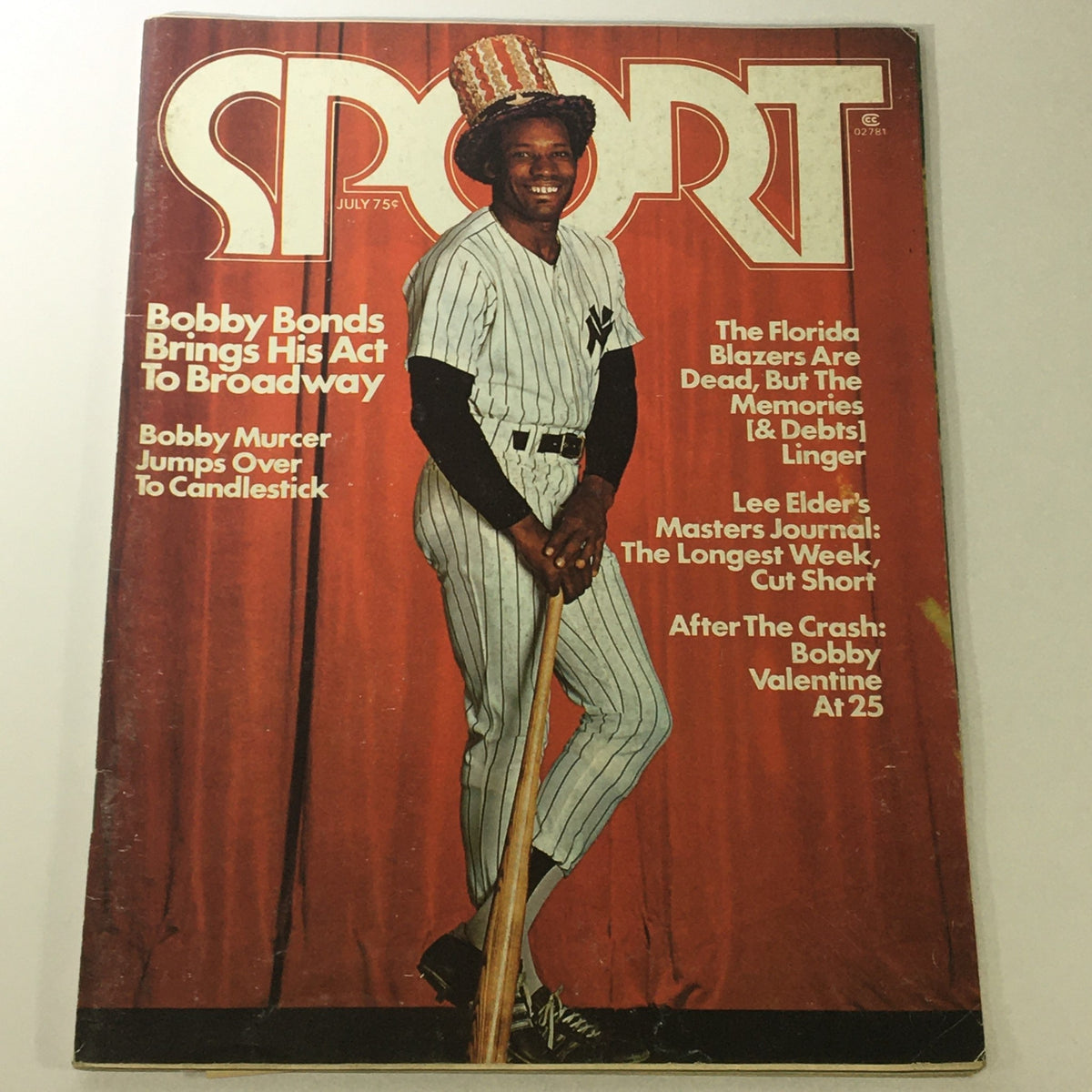 VTG Sport Magazine July 1975 Cover featuring Bobby Bonds in Yankees uniform with a bat, showcasing articles on sports history and culture.