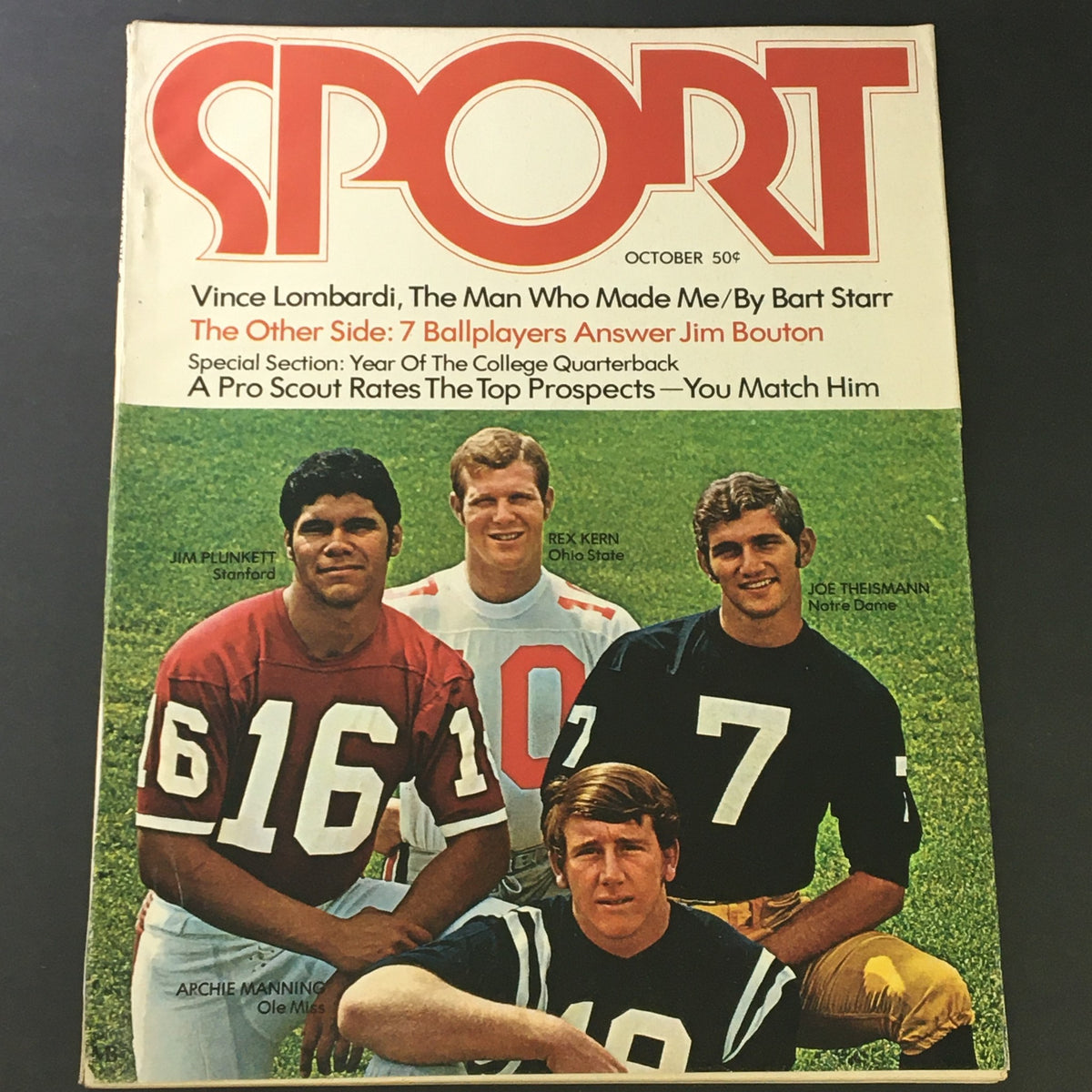 VTG Sport Magazine October 1970 Vol 50 #4 featuring Archie Manning, Rex Kern, and others on the cover, showcasing college football stars.