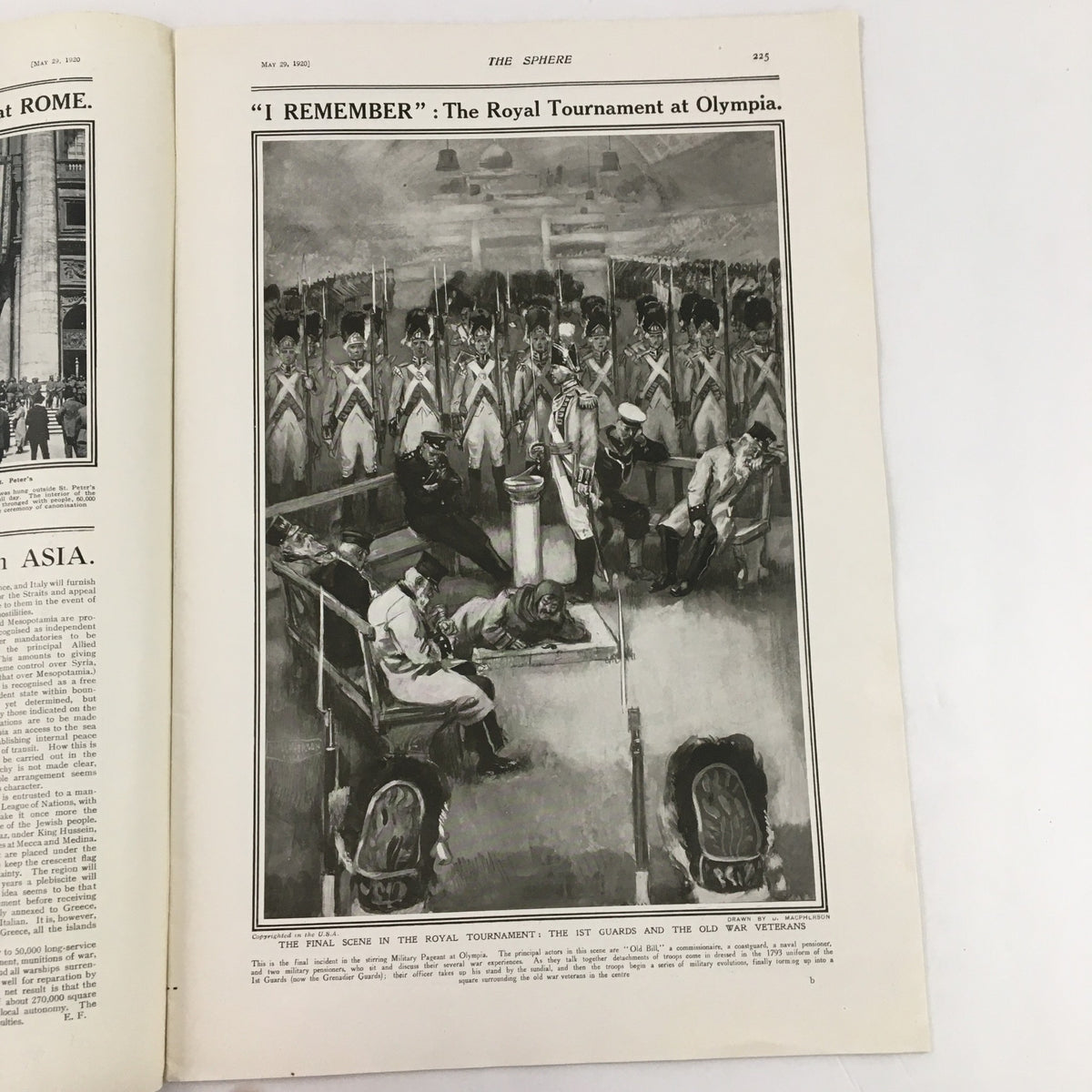The Sphere Newspaper May 29 1920 The Children's Procession Passing Manchester - Illustration depicting the Royal Tournament at Olympia with soldiers in formation.