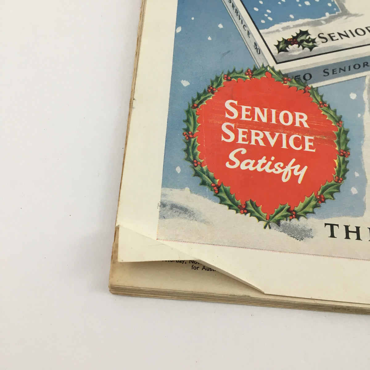 Cover detail of The Illustrated London News from November 21, 1959, featuring a festive advertisement for Senior Service, highlighting its nostalgic magazine appeal and historical context.