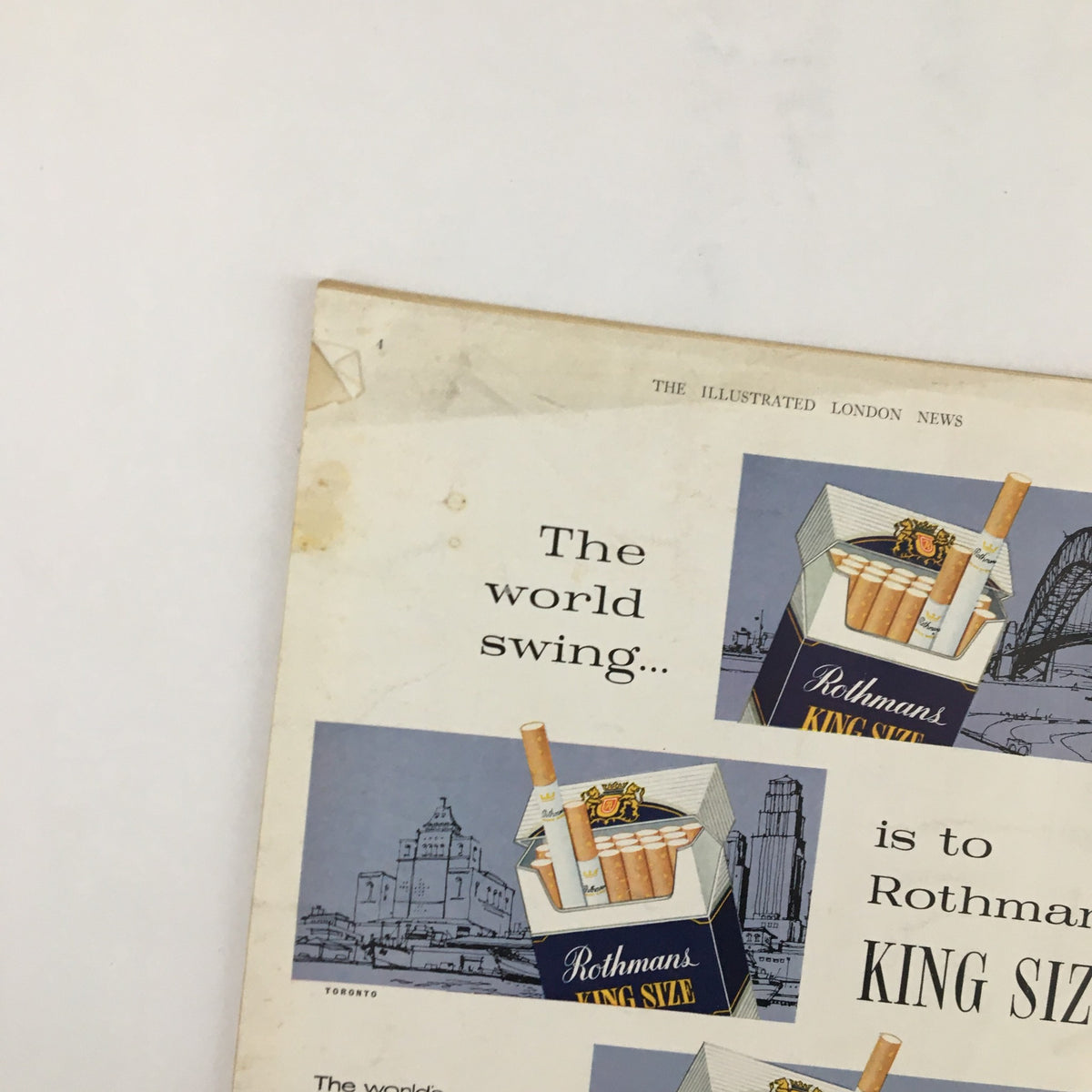 Detailed view of the back cover of The Illustrated London News, September 20, 1958, emphasizing the Rothmans King Size cigarette advertisement.