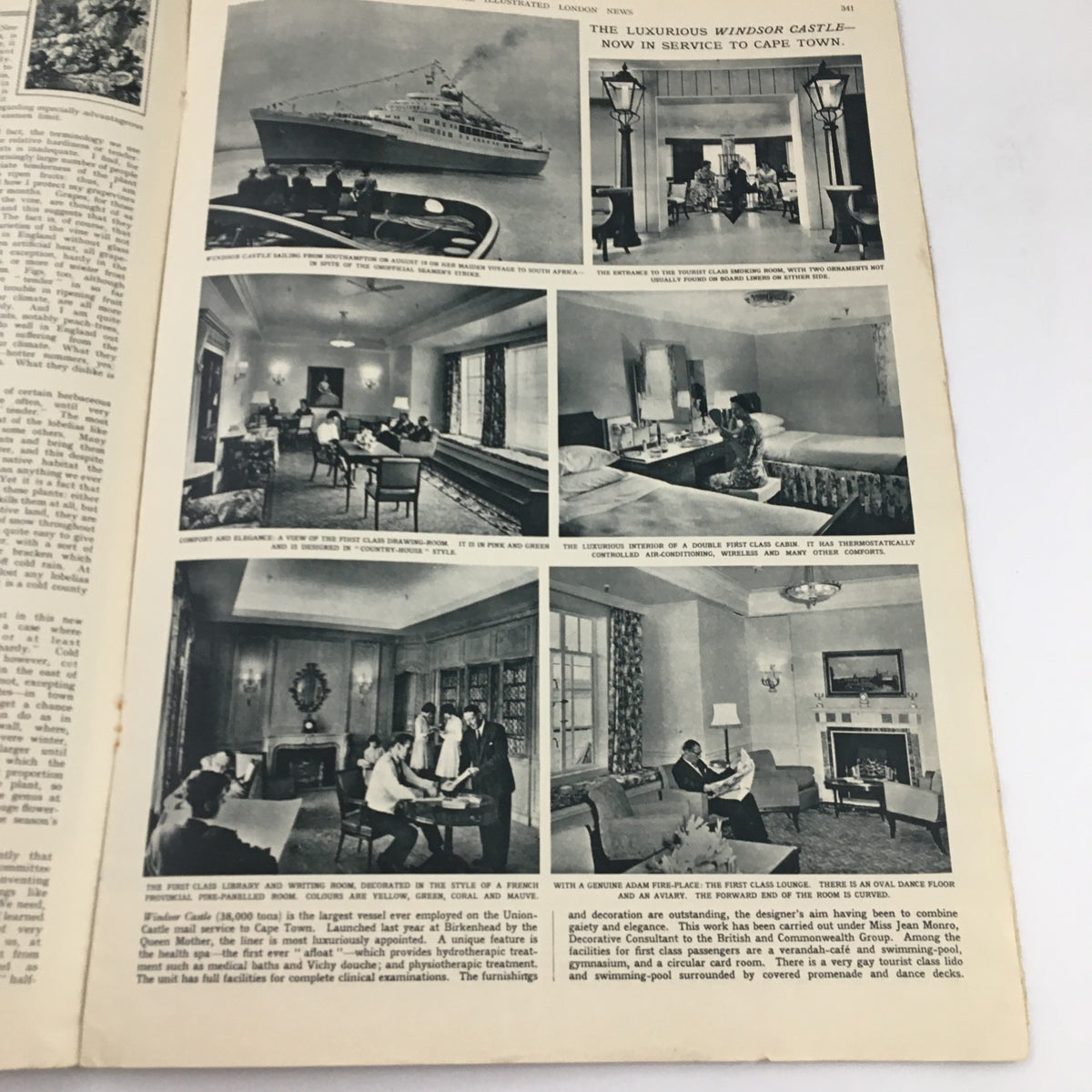 The Illustrated London News August 27 1960 interior page featuring a luxury cruise ship and interior designs, reflecting the travel culture of the 1960s.