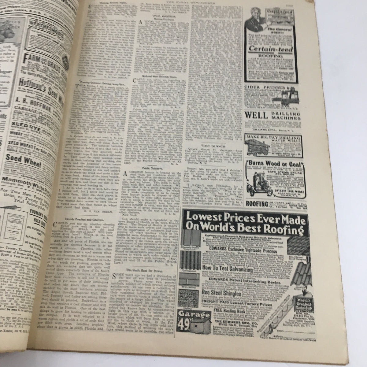 Interior page of The Rural New Yorker Magazine August 15, 1914, showcasing agricultural articles and advertisements from the early 20th century.