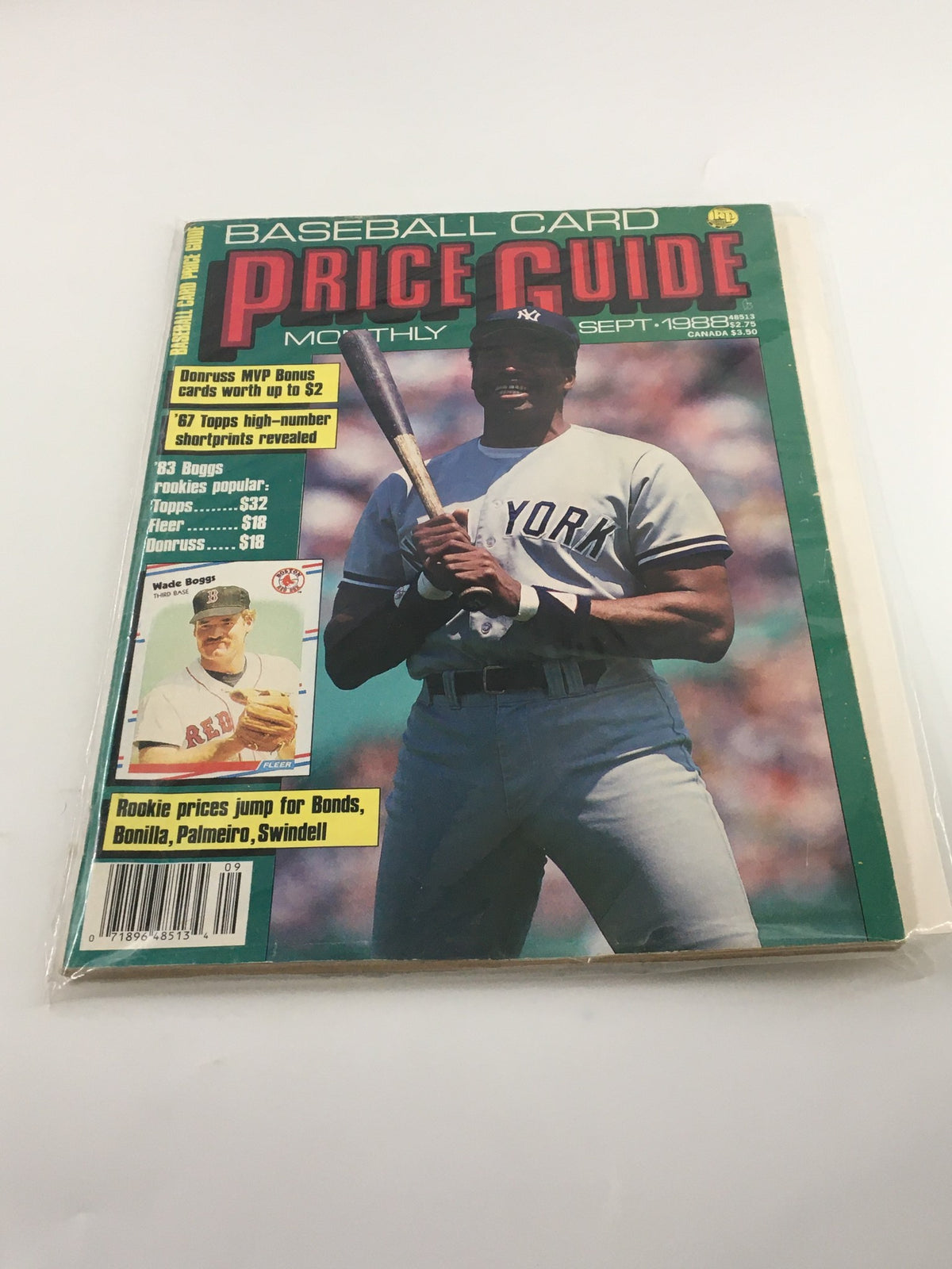 Baseball Card Price Guide Monthly September 1988, cover image featuring Wade Boggs, showcasing the magazine’s iconic design and collectible nature.
