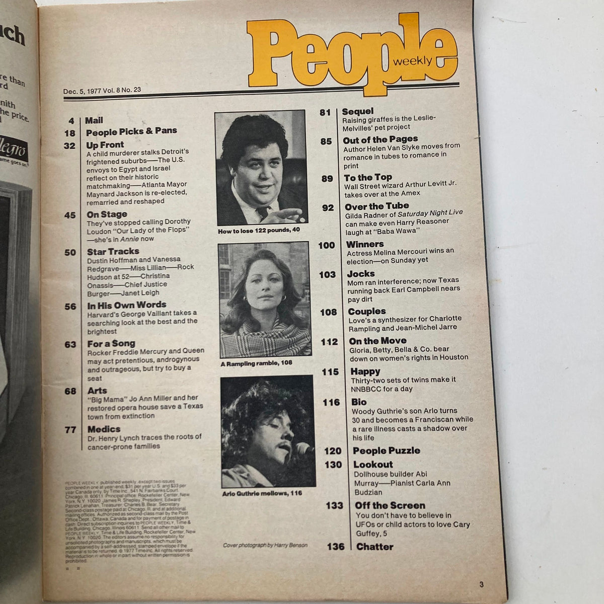 Vintage People Weekly Magazine December 5 1977 Vol 8 No. 23 Gilda Radner No Label