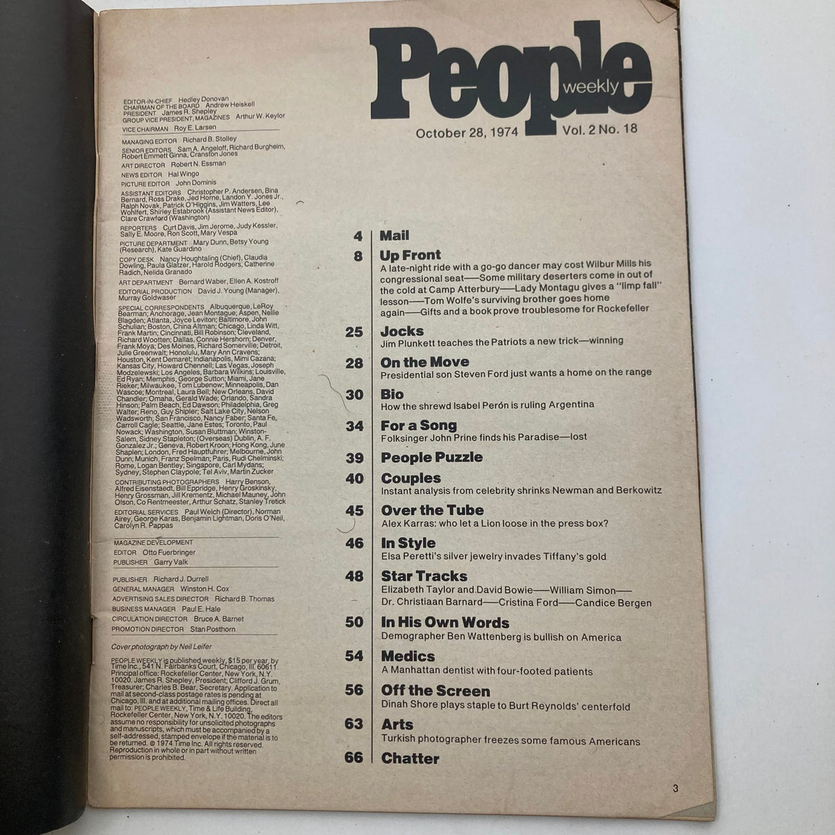 Vintage People Weekly Magazine October 28 1974 Burt Reynolds & Dinah Shore No Label
