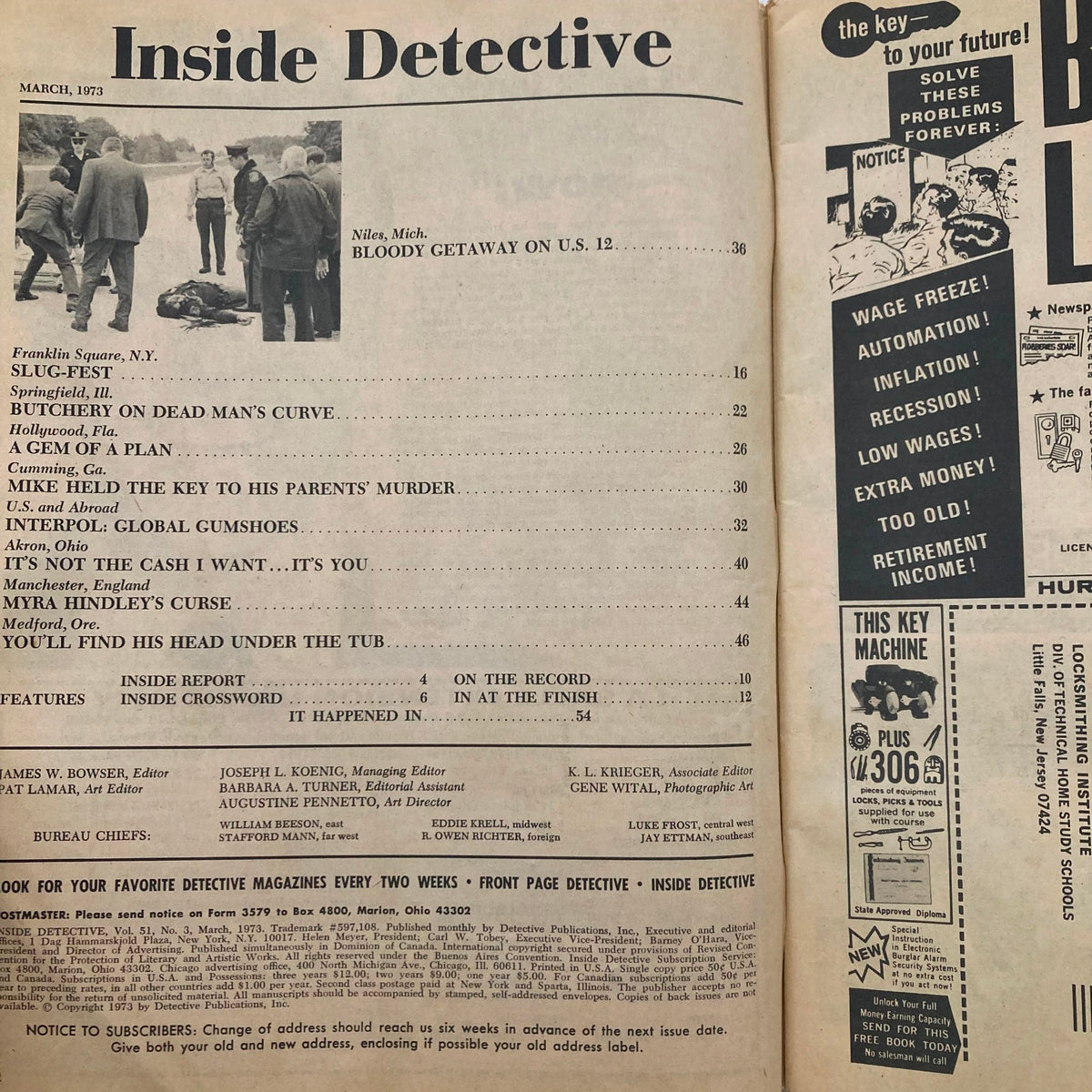 Vintage Inside Detective Magazine March 1973 Myra Hindley's Curse No Label