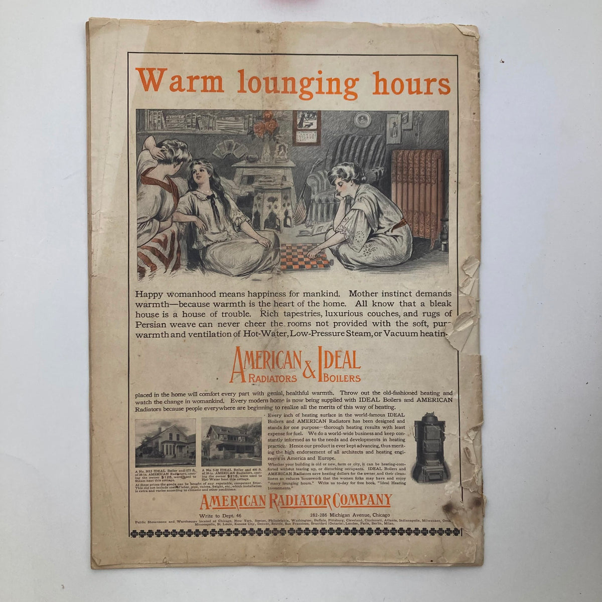 Advertisement page from VTG Collier's Magazine September 25 1909, presenting promotions for home heating solutions and comfort.
