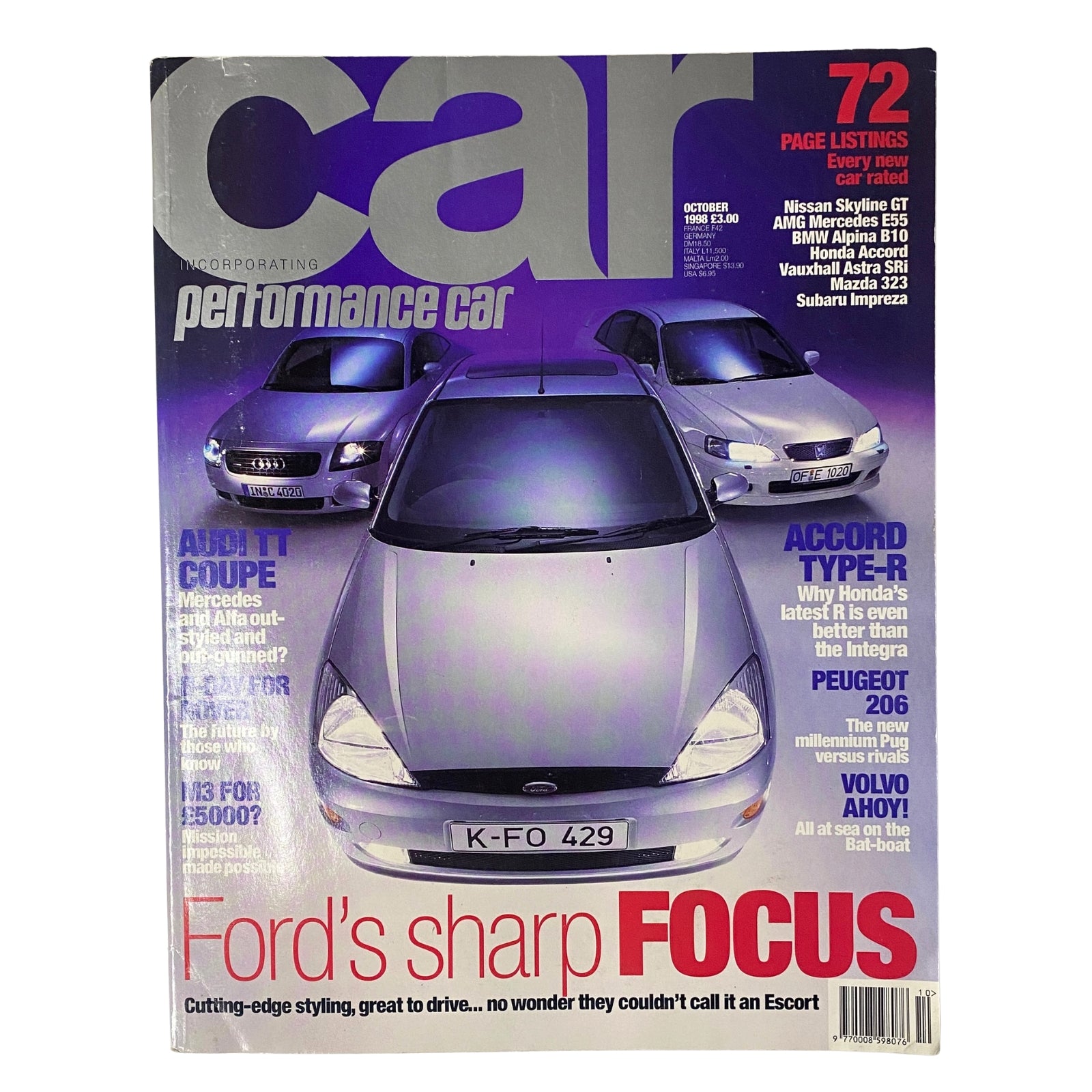 Car Magazine October 1998 Ford Focus Audi TT