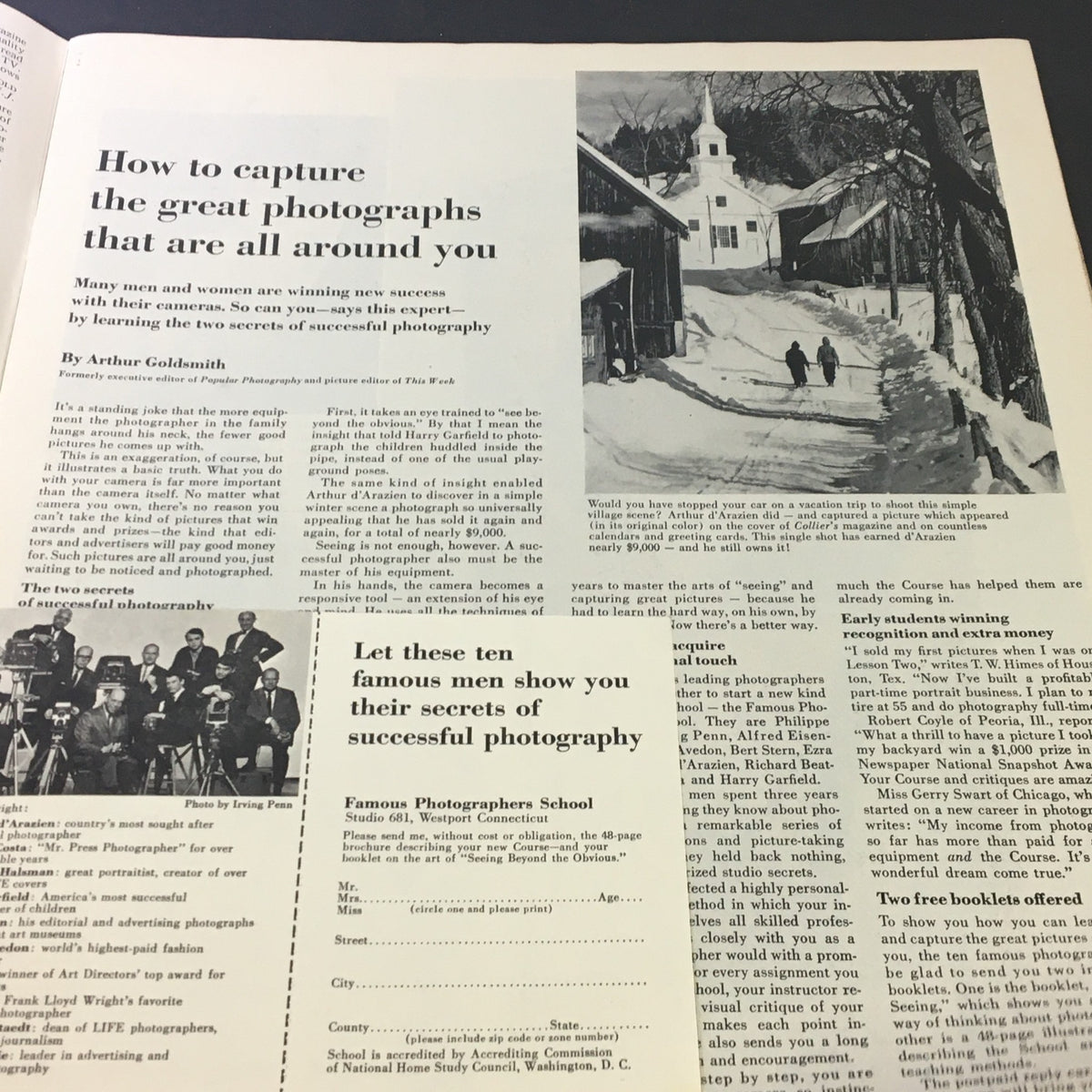 Another inside page of The Saturday Evening Post March 27 1965, featuring an article on successful photography, capturing the essence of mid-1960s American culture.