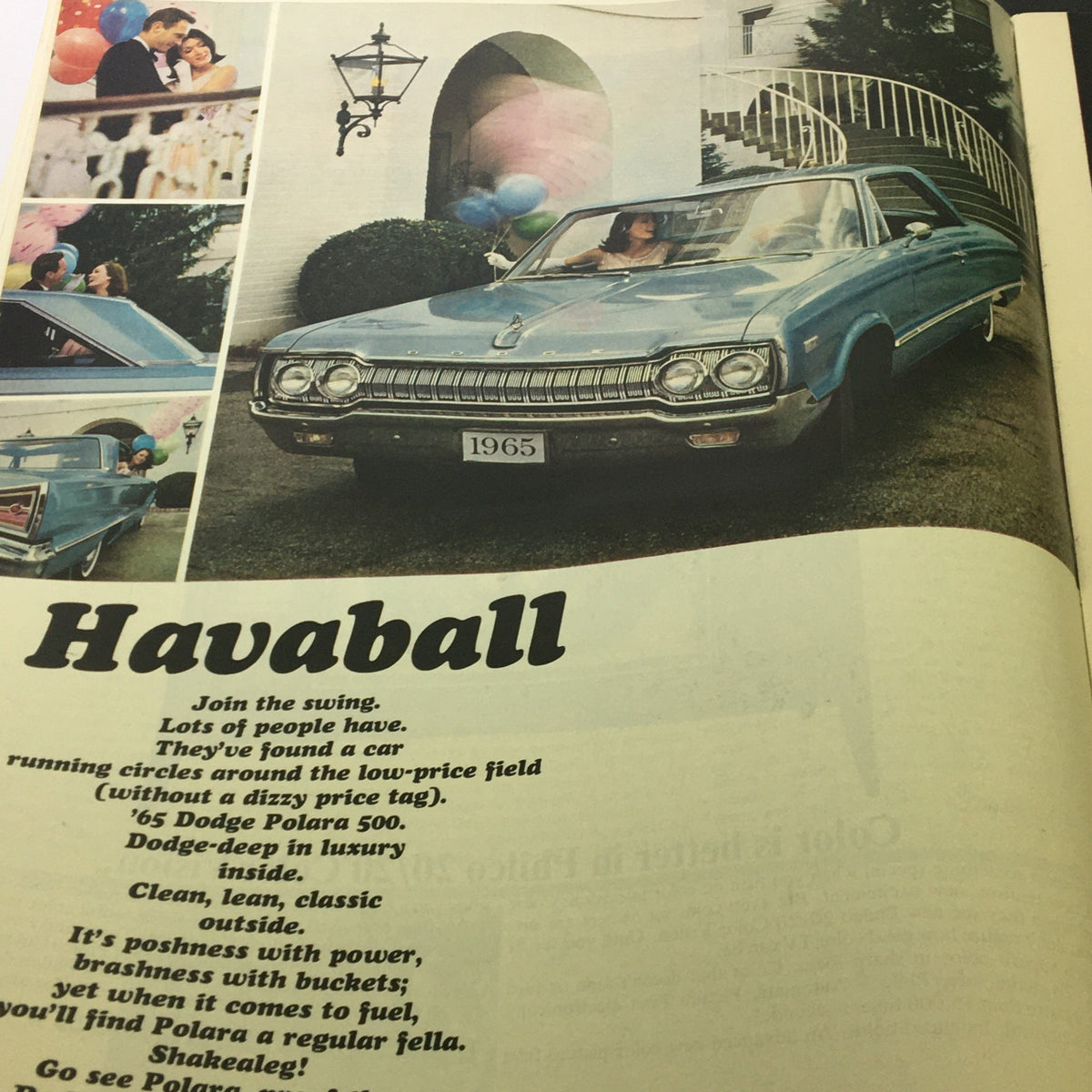 The Saturday Evening Post March 27 1965 illustrates a Dodge Polara 500 advertisement, showcasing the classic car's stylish design and luxurious features.
