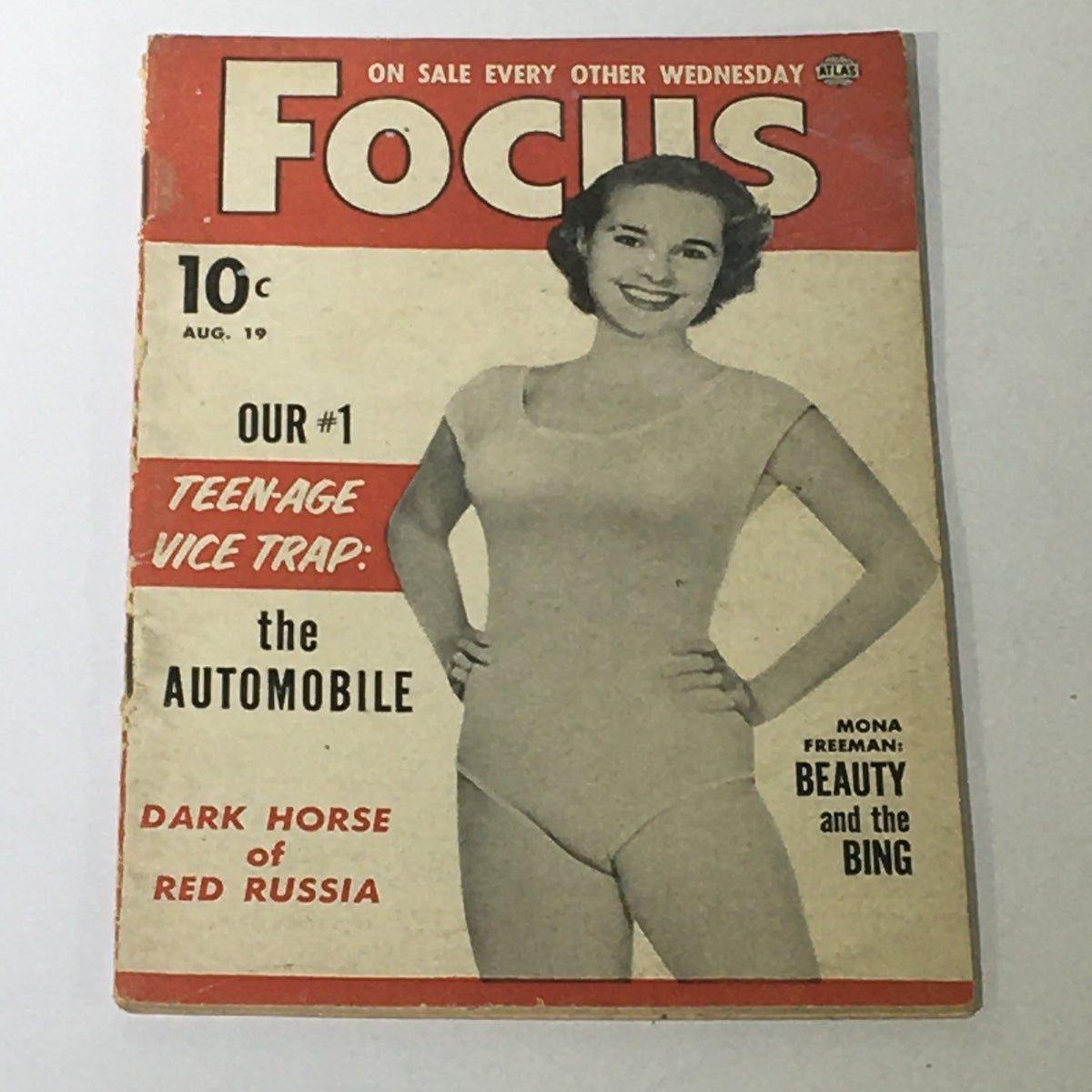 VTG Focus Magazine August 19 1953 Vol 3 #12 cover featuring Mona Freeman, showcasing 1950s fashion and culture.