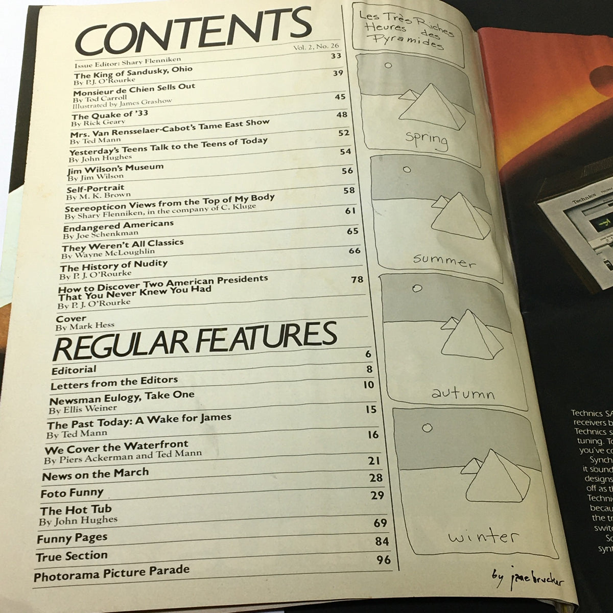 Table of contents page from National Lampoon Magazine September 1980, featuring an organized list of articles and features, reflecting the magazine's diverse comedic content and humor style.