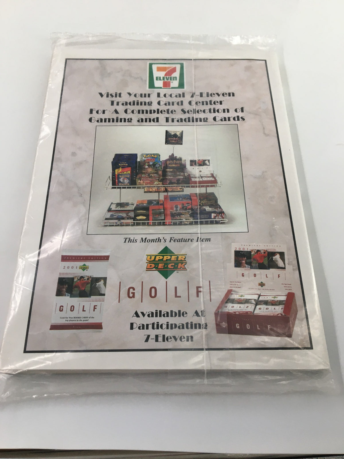Back cover of Tuff Stuff Guide To Sports Cards & Collectibles November 2001, advertising 7-Eleven's trading card selection, including golf cards.