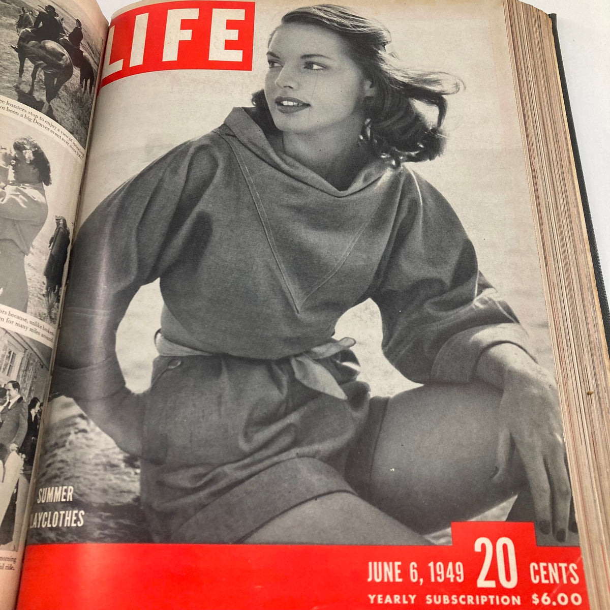 Cover of VTG 1949 Bound Life Magazine featuring a model in summer clothing from June 6, 1949 issue.