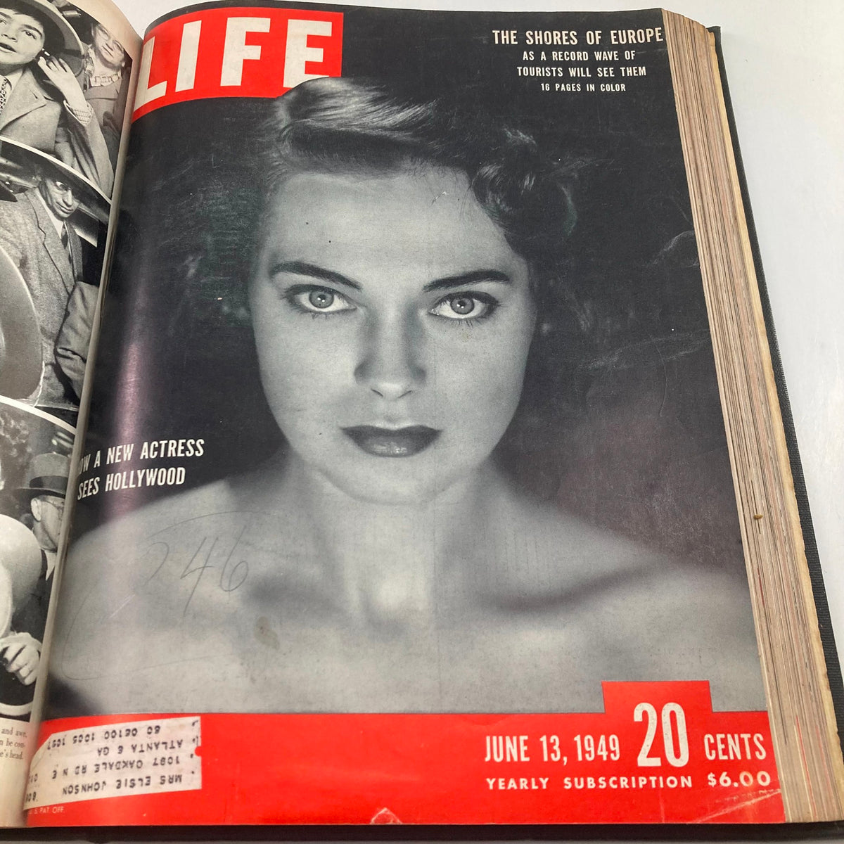 Cover of VTG 1949 Bound Life Magazine showcasing a new actress on the June 13, 1949 issue.