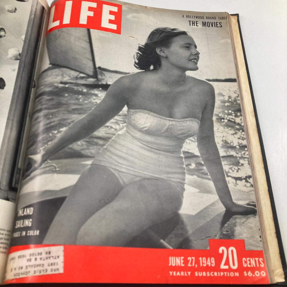 Cover of VTG 1949 Bound Life Magazine featuring a woman in a swimsuit on the June 27, 1949 issue.