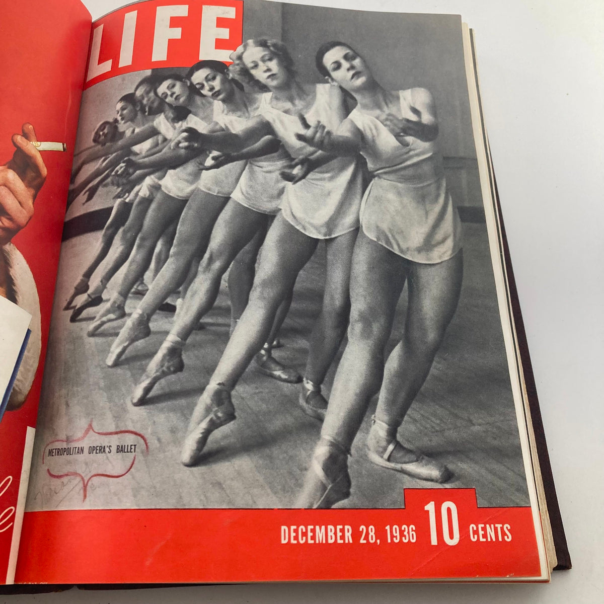 Cover of VTG 1936-1937 First Issue Bound Life Magazine highlighting dancers from the Metropolitan Opera's Ballet, December 28, 1936 edition.