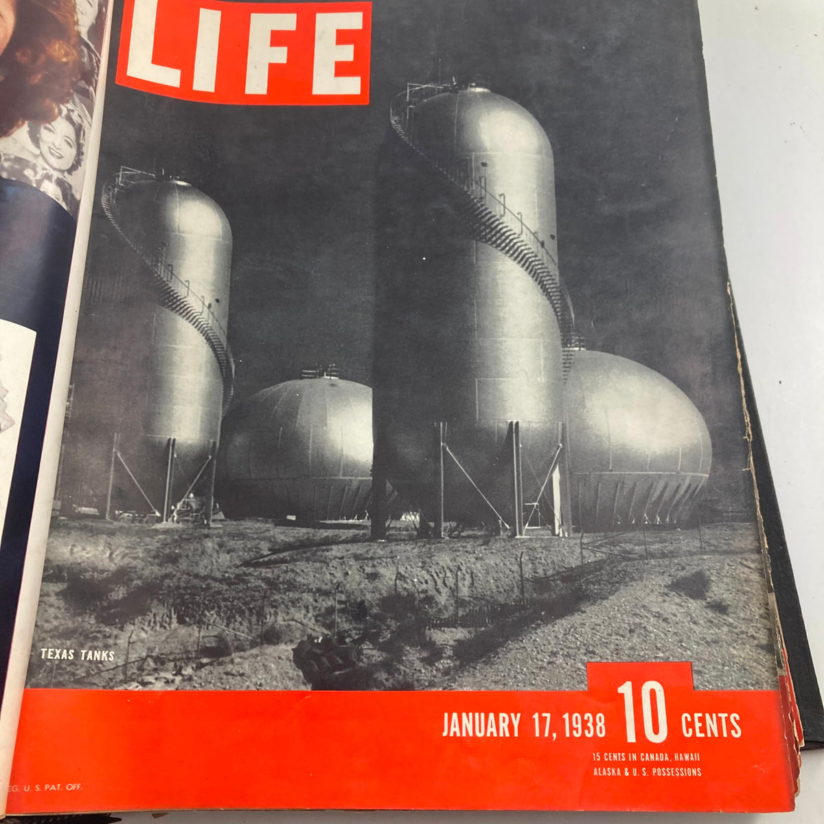 VTG 1938 Bound Life Magazine Cover showcasing Texas Tanks from January 17, 1938.
