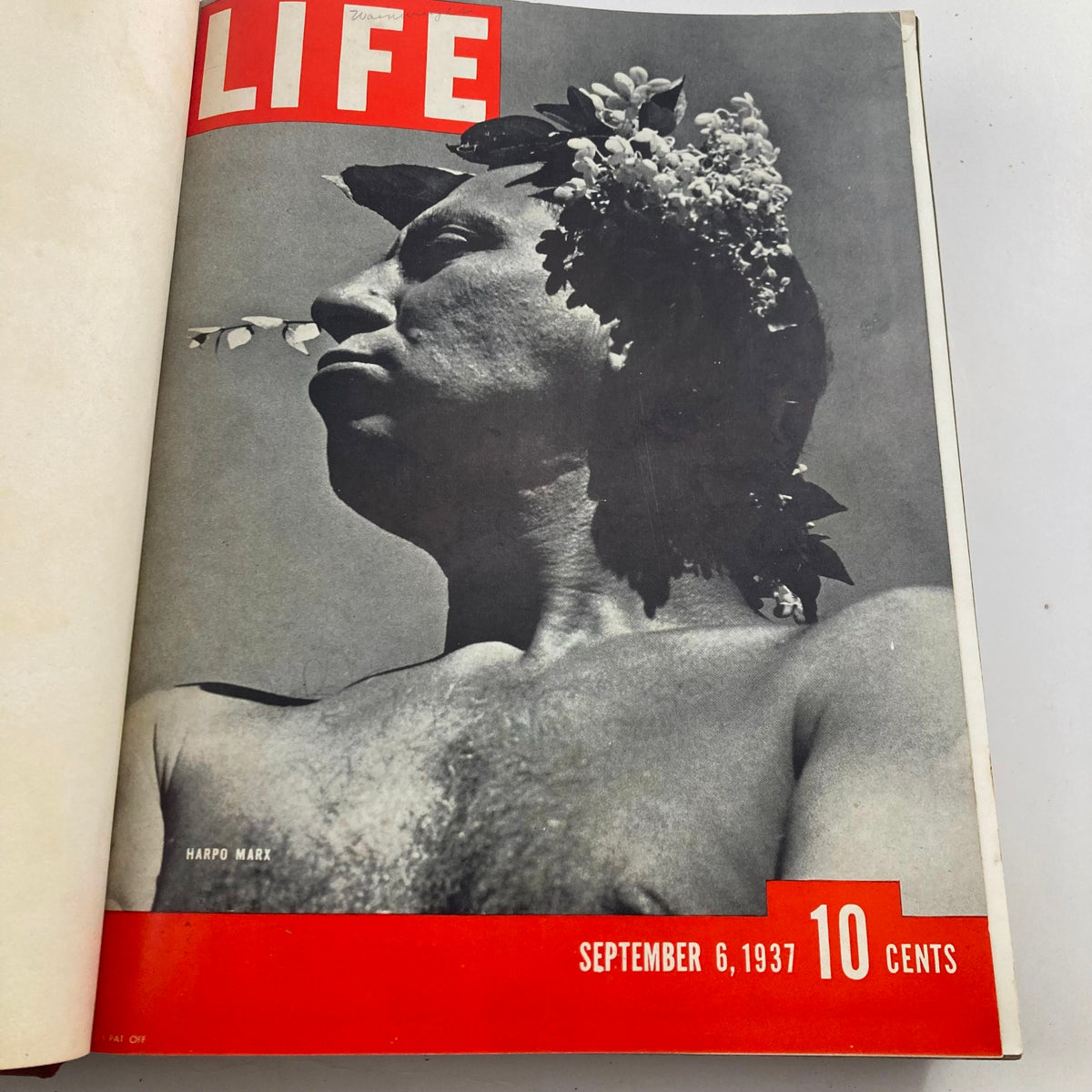 Cover of VTG 1937 Bound Life Magazine from September 6, 1937, featuring Harpo Marx, showcasing historical photography.