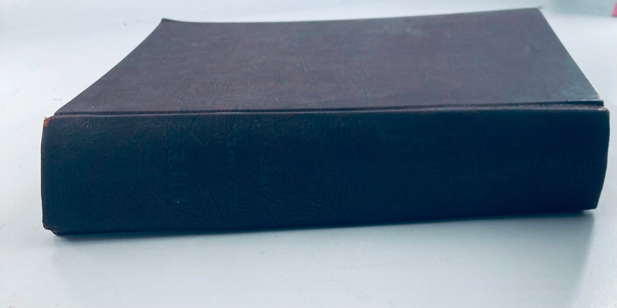 Spine view of the VTG 1937 Bound Life Magazine July - September Complete Weekly Issue, illustrating the vintage binding.