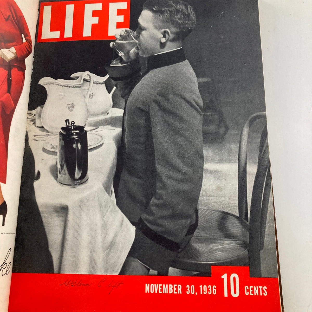 Cover of the VTG 1936 Bound Life Magazine November - December Complete First Weekly Issue showcasing a West Point Cadet, published on November 30, 1936.