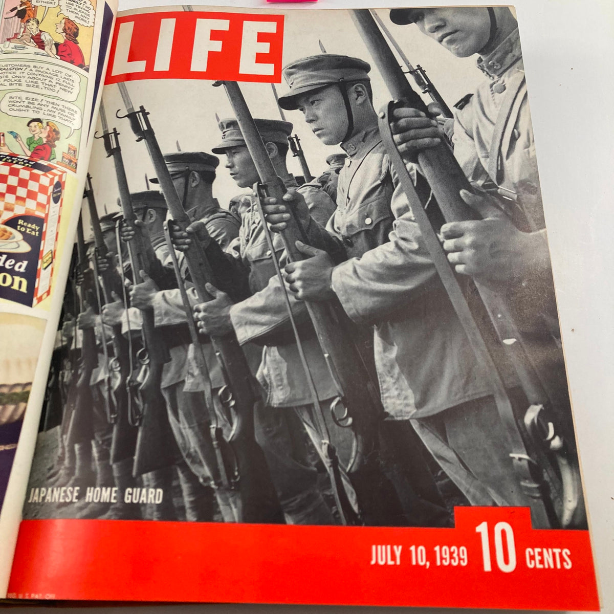 Cover of Vintage 1939 Bound Life Magazine featuring Japanese Home Guard soldiers, July 10, 1939 issue.