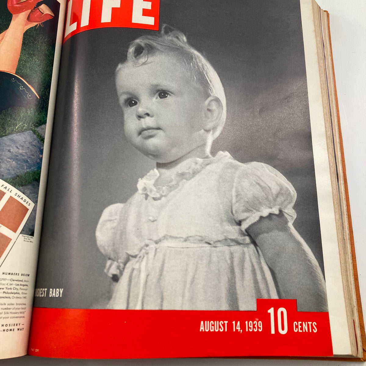 Vintage 1939 Bound Life Magazine - July to September featuring an adorable baby on the cover from August 14, 1939.