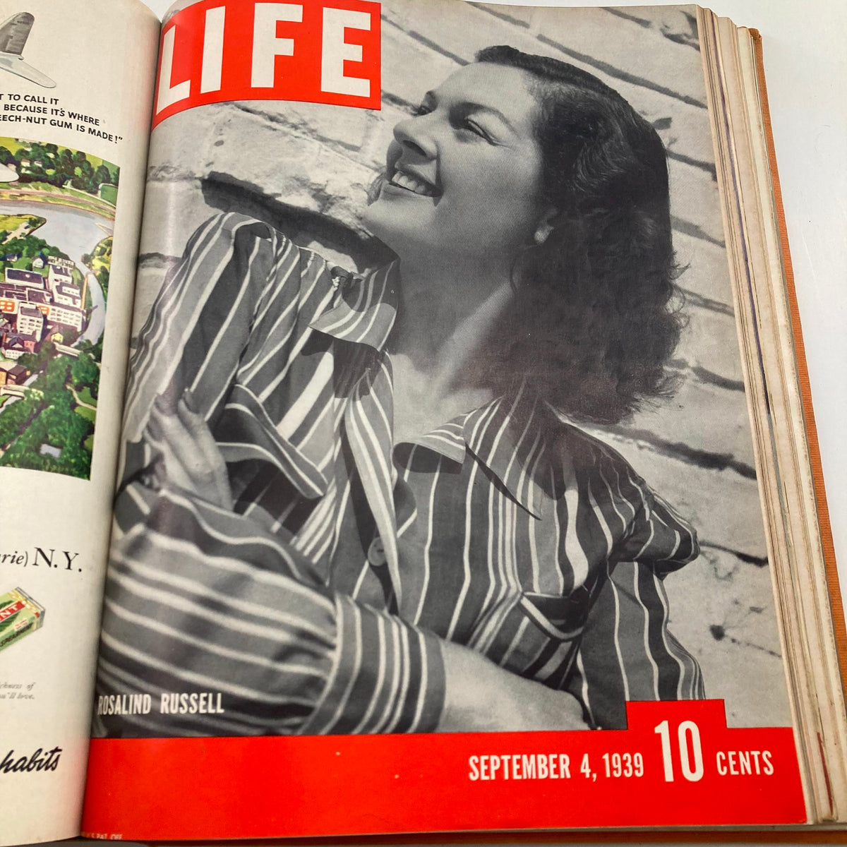 Vintage 1939 Bound Life Magazine - July to September featuring actress Rosalind Russell on the cover dated September 4, 1939.