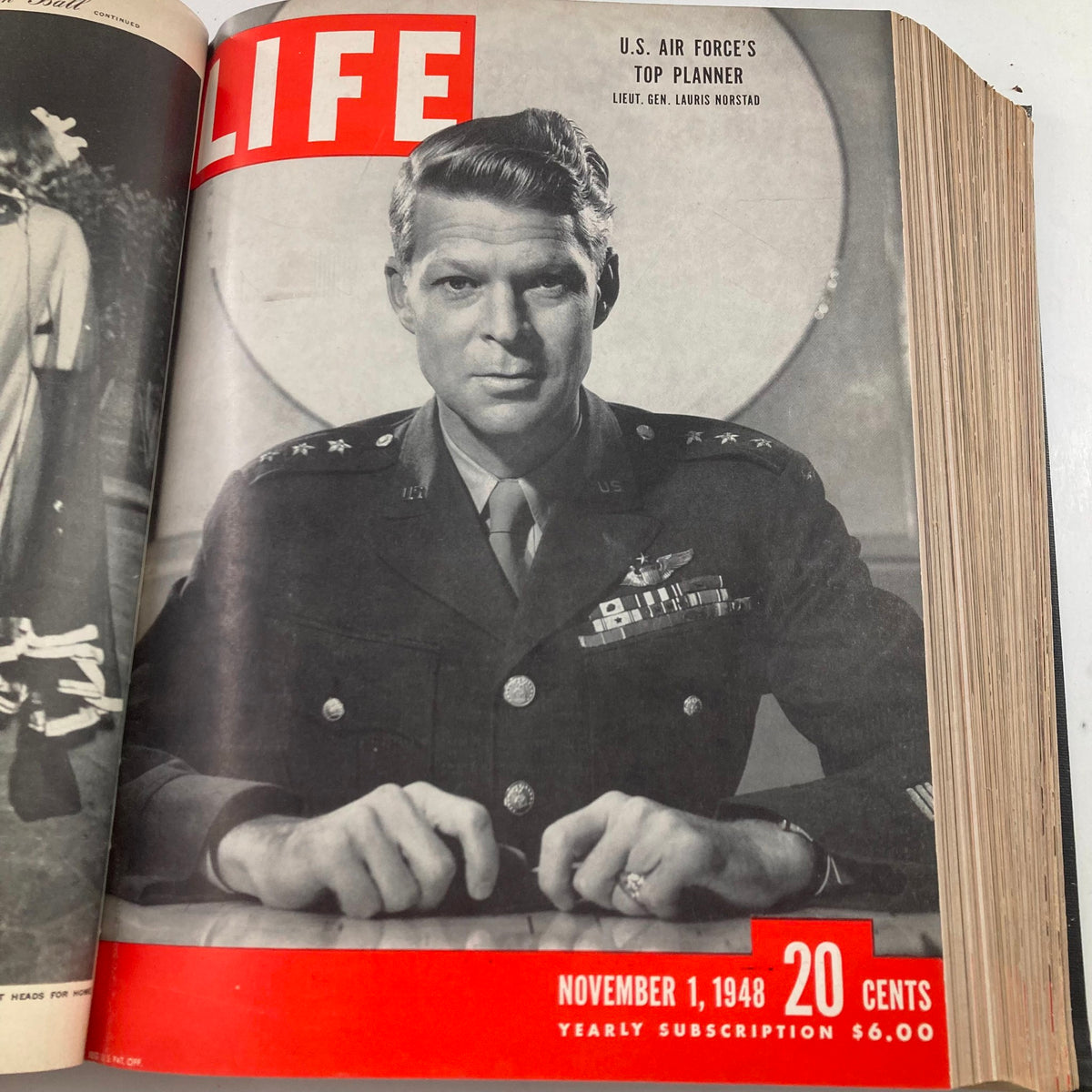 VTG 1948 Bound Life Magazine cover presenting Lieut. Gen. Lauris Norstad of the U.S. Air Force, dated November 1, 1948.
