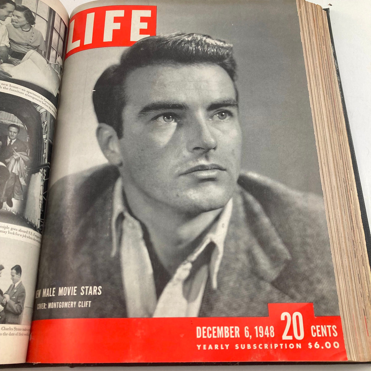 Cover of VTG 1948 Bound Life Magazine featuring actor Montgomery Clift from December 6, 1948, capturing the allure of Hollywood during the late 1940s.