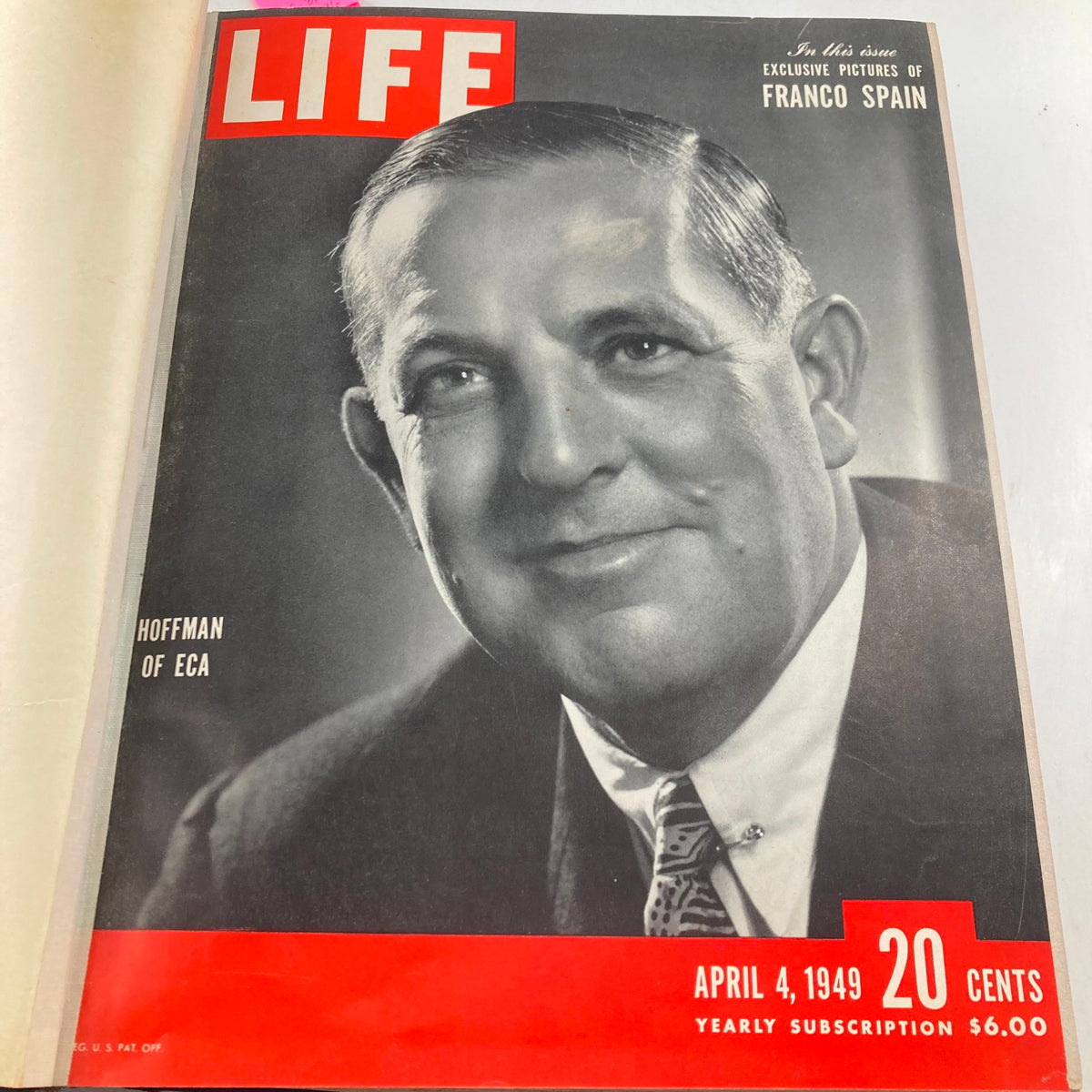 VTG 1949 Bound Life Magazine April 4 cover showcasing Paul Hoffman of ECA, an iconic image from this historical magazine collection.