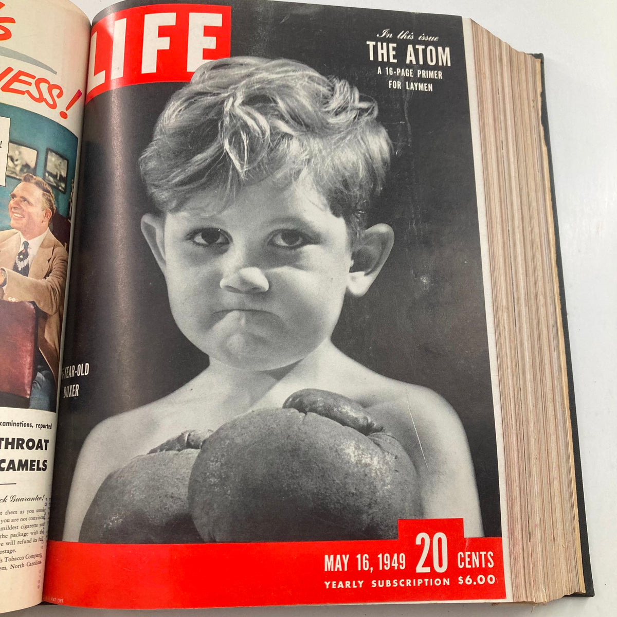 Cover of VTG 1949 Bound Life Magazine with a portrait of a young boxer, dated May 16, 1949.