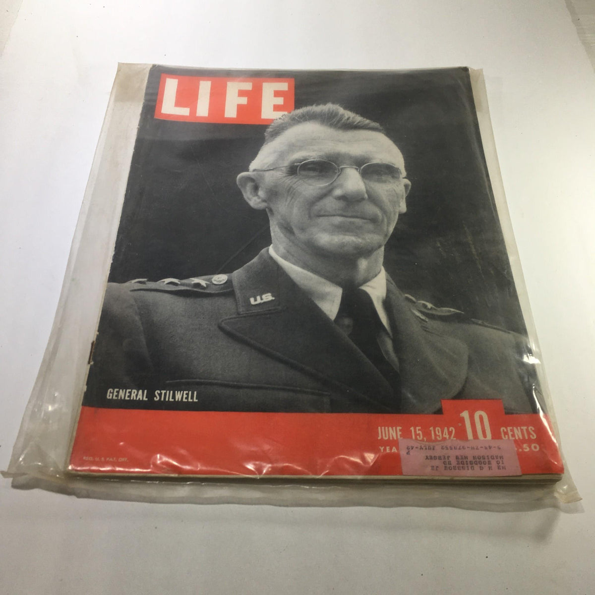 Cover of Life Magazine from June 15, 1942, featuring General Joseph Stilwell, capturing a moment from World War II.
