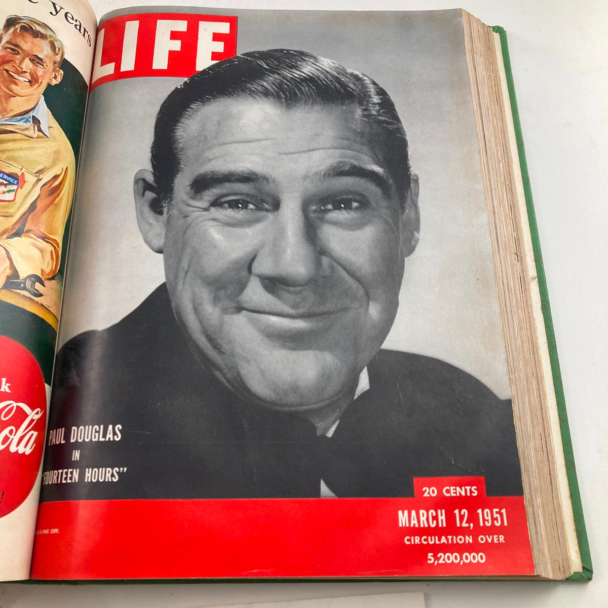 Cover of VTG 1951 Bound Life Magazine showcasing Paul Douglas, March 12, 1951 issue, capturing significant faces of the era.