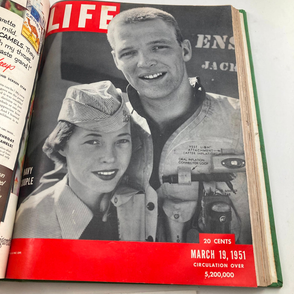 Cover of VTG 1951 Bound Life Magazine featuring a young couple, March 19, 1951 issue, highlighting life in the early 1950s.