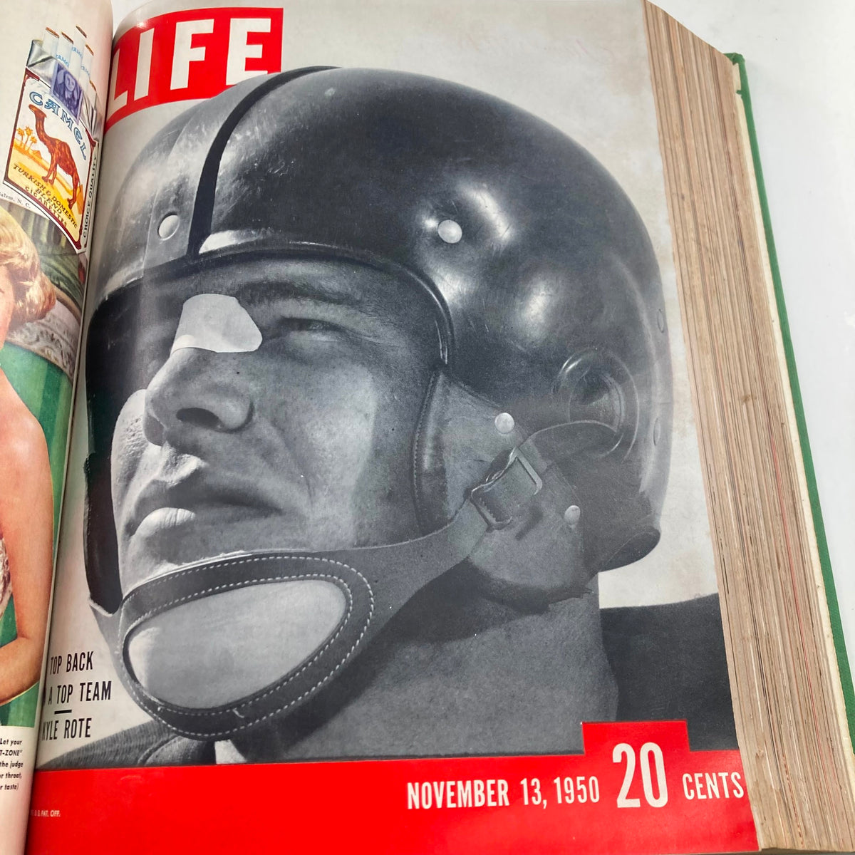 Cover of VTG 1950 Bound Life Magazine featuring Kyle Rote, a top football player, dated November 13, 1950.
