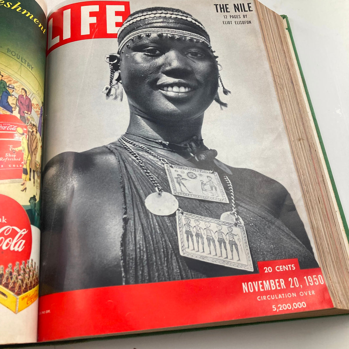 Cover of VTG 1950 Bound Life Magazine showcasing the Nile River and its culture, dated November 20, 1950.