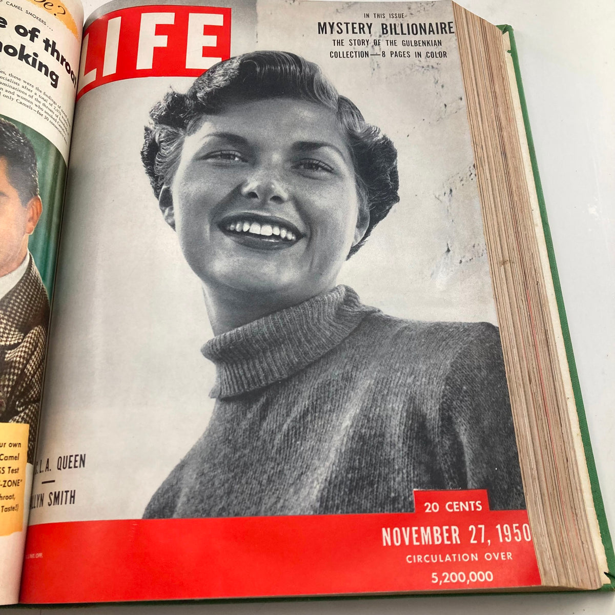 Cover of VTG 1950 Bound Life Magazine featuring a smiling woman, dated November 27, 1950.