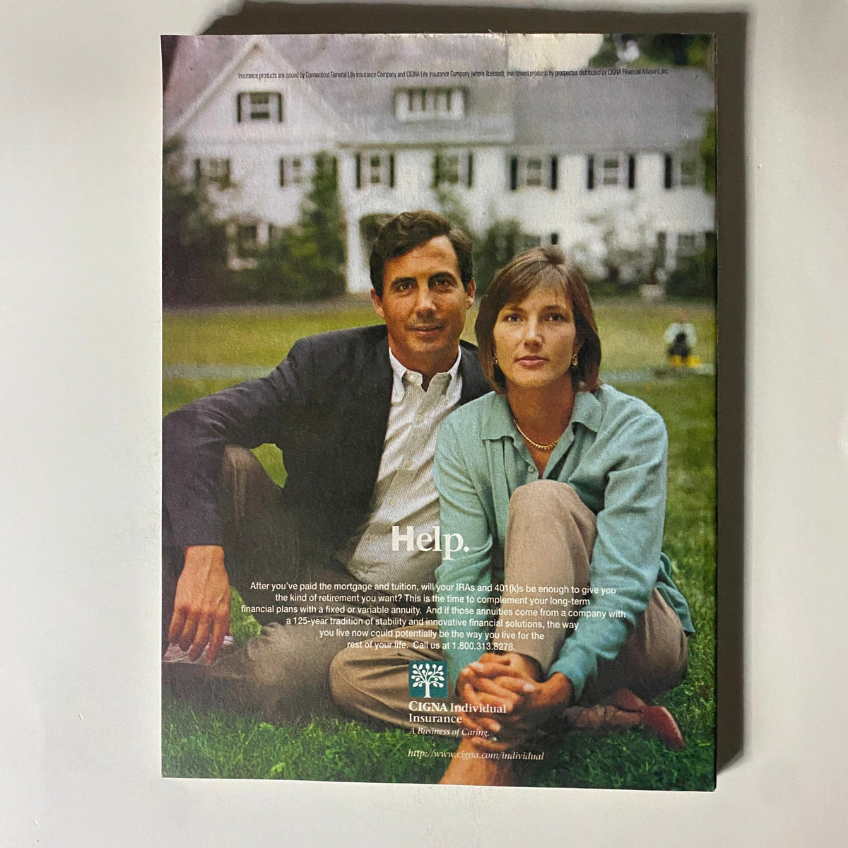 Back cover of Fortune Magazine December 9, 1996 featuring a vintage advertisement for CIGNA Individual Insurance, emphasizing personal finance and stability.