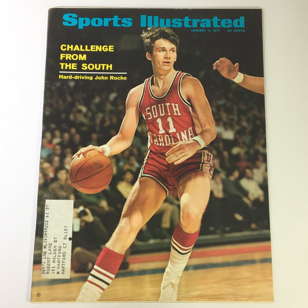 Sports Illustrated Magazine cover from January 4, 1971, featuring basketball player John Roche in South Carolina jersey, showcasing sports history and culture of the early '70s.