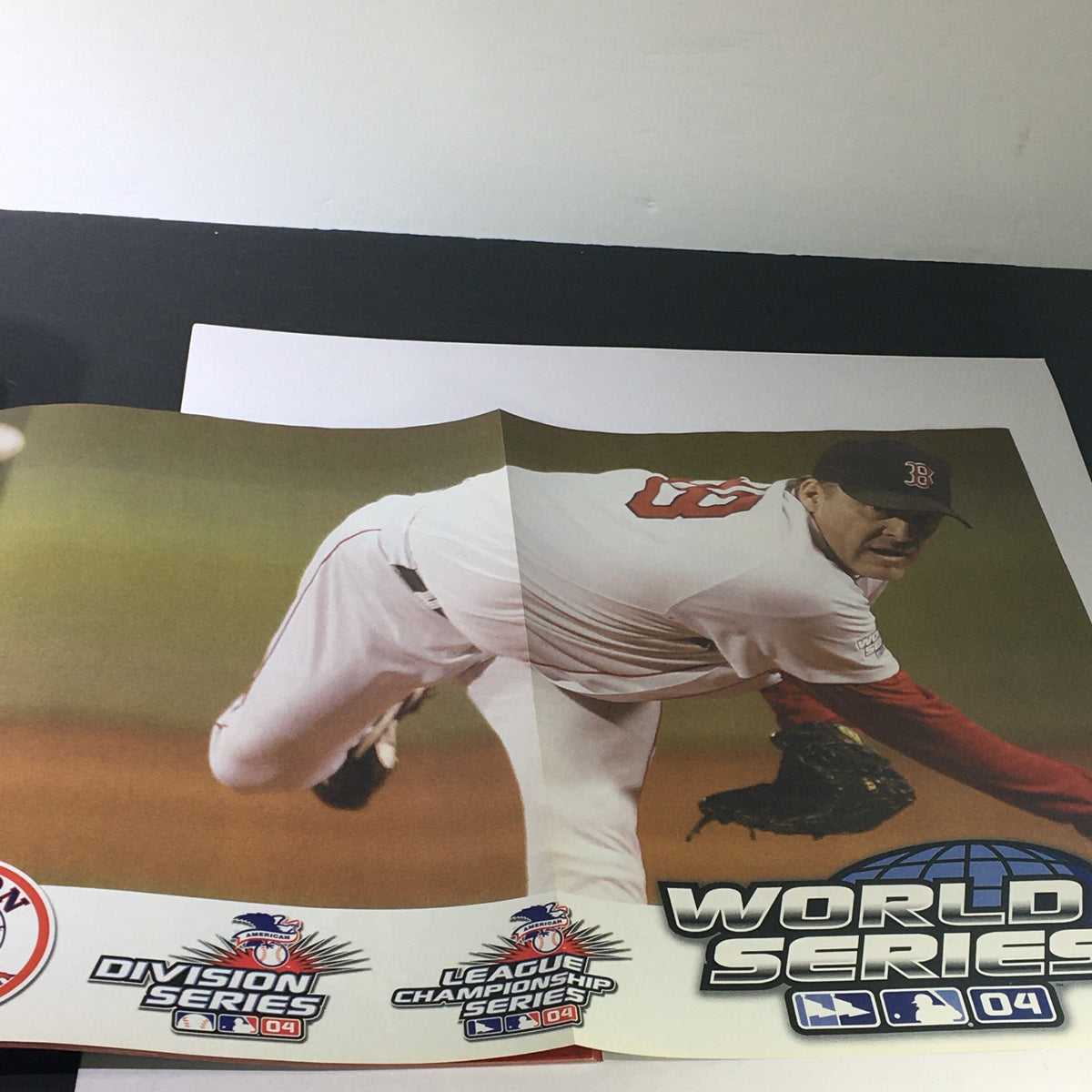 Action shot of a pitcher from the 2004 World Champion Boston Red Sox during the World Series.