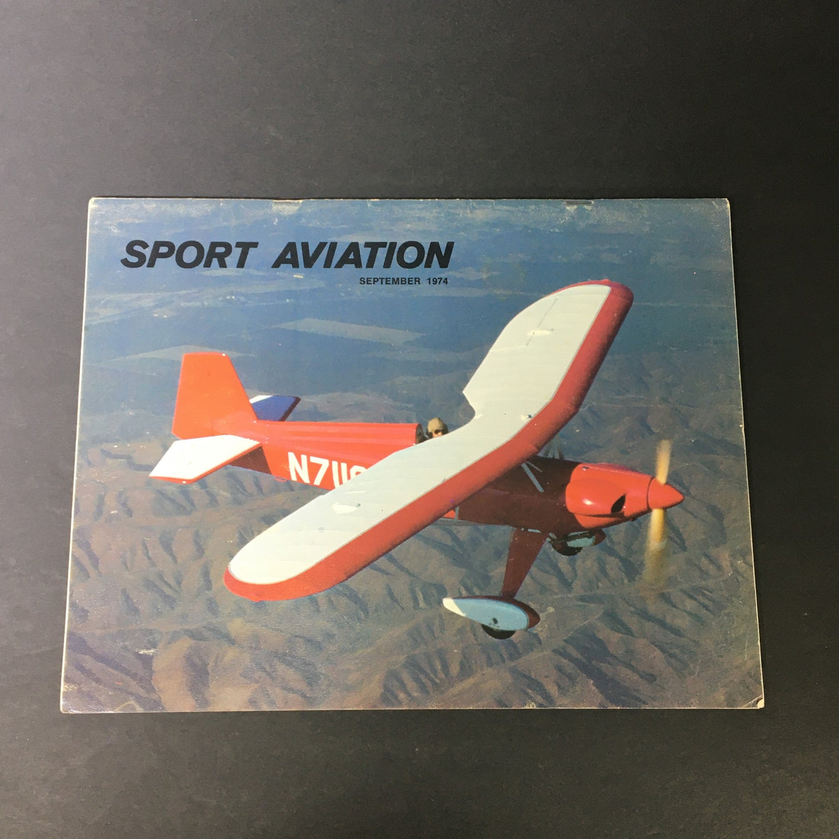Cover of Vintage Sport Aviation Magazine September 1974 featuring colorful airplane in flight, highlighting the Nieuport 17 by Tom McCann.