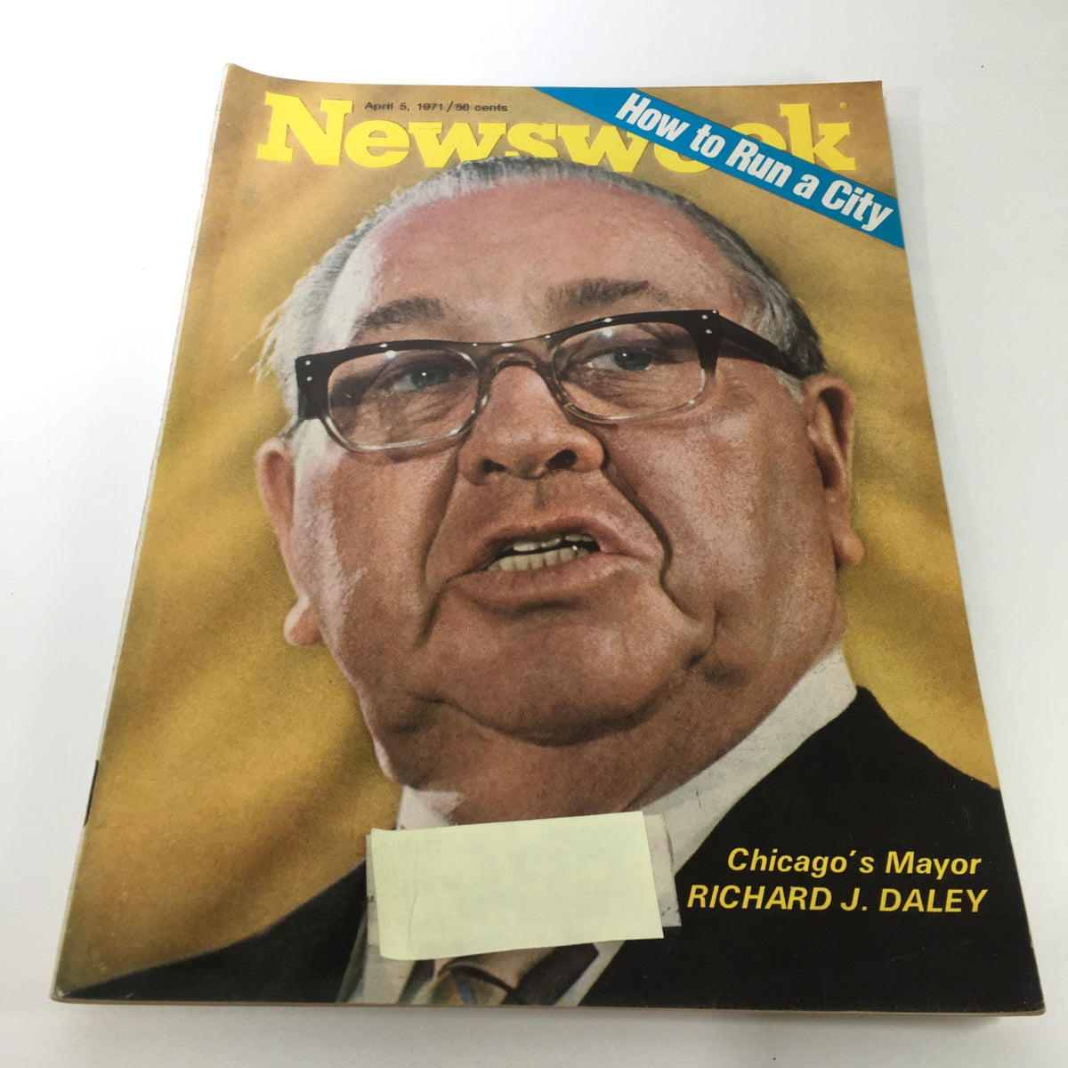 Cover of Newsweek Magazine: April 5, 1971 featuring Chicago's Mayor Richard J. Daley with the headline 'How to Run a City'. The magazine showcases an image of Mayor Daley speaking, emphasizing his role in urban management during the early 1970s.