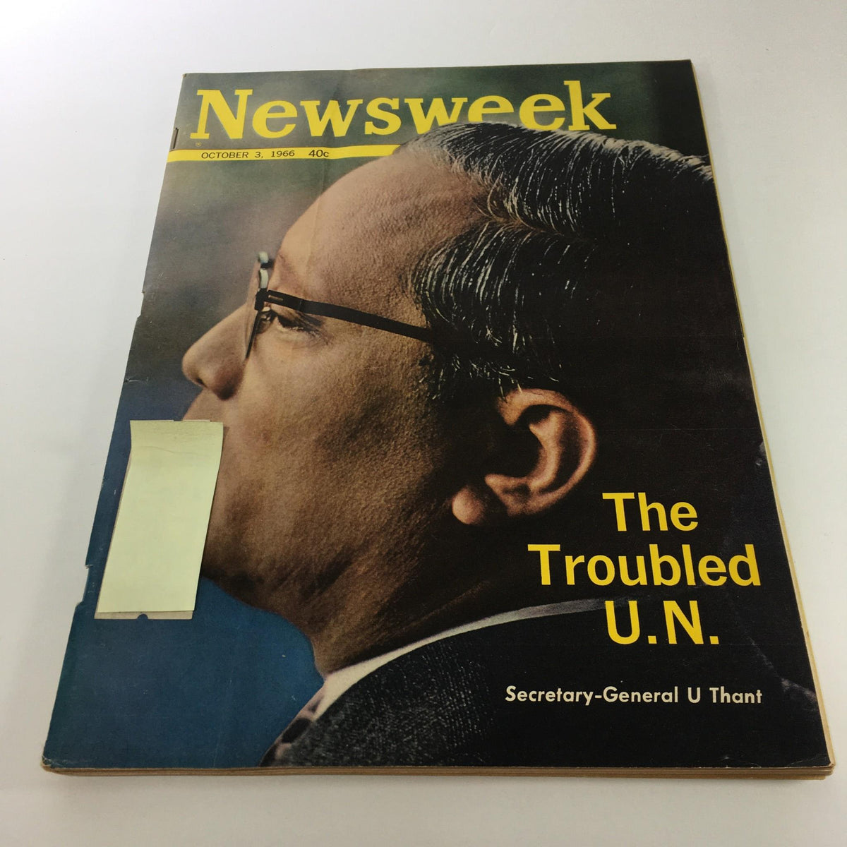 Vintage Newsweek magazine cover from October 3, 1966, showcasing U.N. Secretary-General U Thant with the title 'The Troubled U.N.'